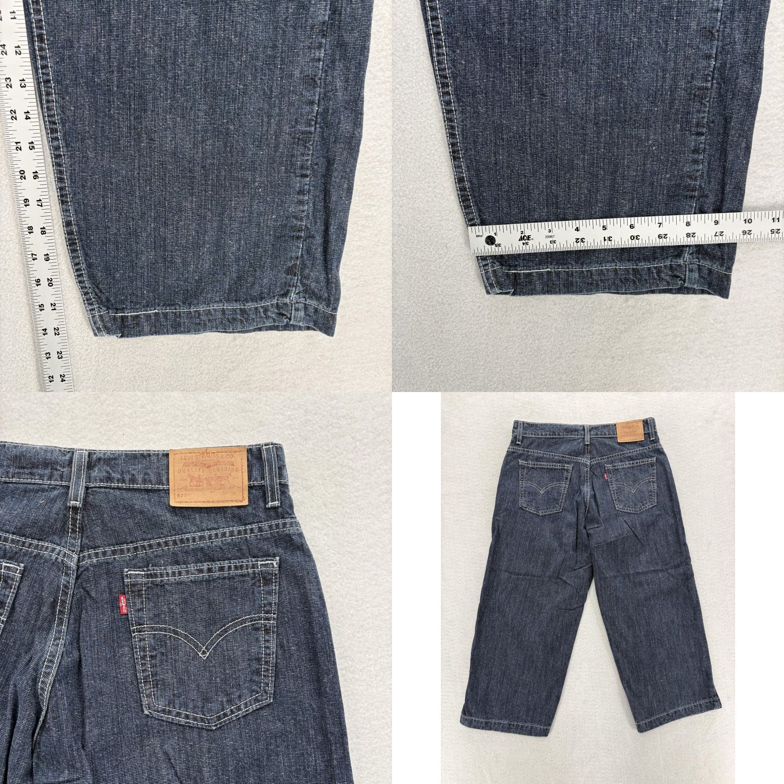 Levi's VINTAGE Levi's 577 Jeans Womens 10 Dark Wash Blue Capri Cropped Wide Leg Denim Jeans Womens 10 Blue Capris Vintage 577 Levi's Size 32" / US 10 / IT 46 - 8 Thumbnail