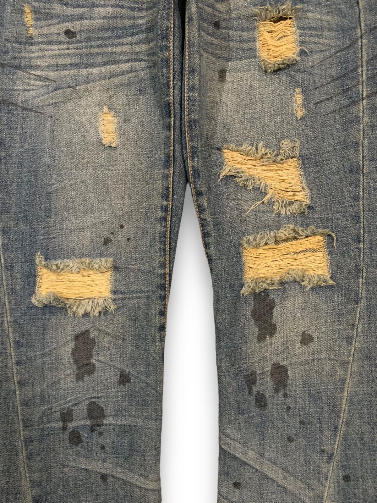 If Six Was Nine Vintage Snuff Mud Wash Splatter Flare Distressed Punk Jeans Size US 32 / EU 48 - 6 Thumbnail