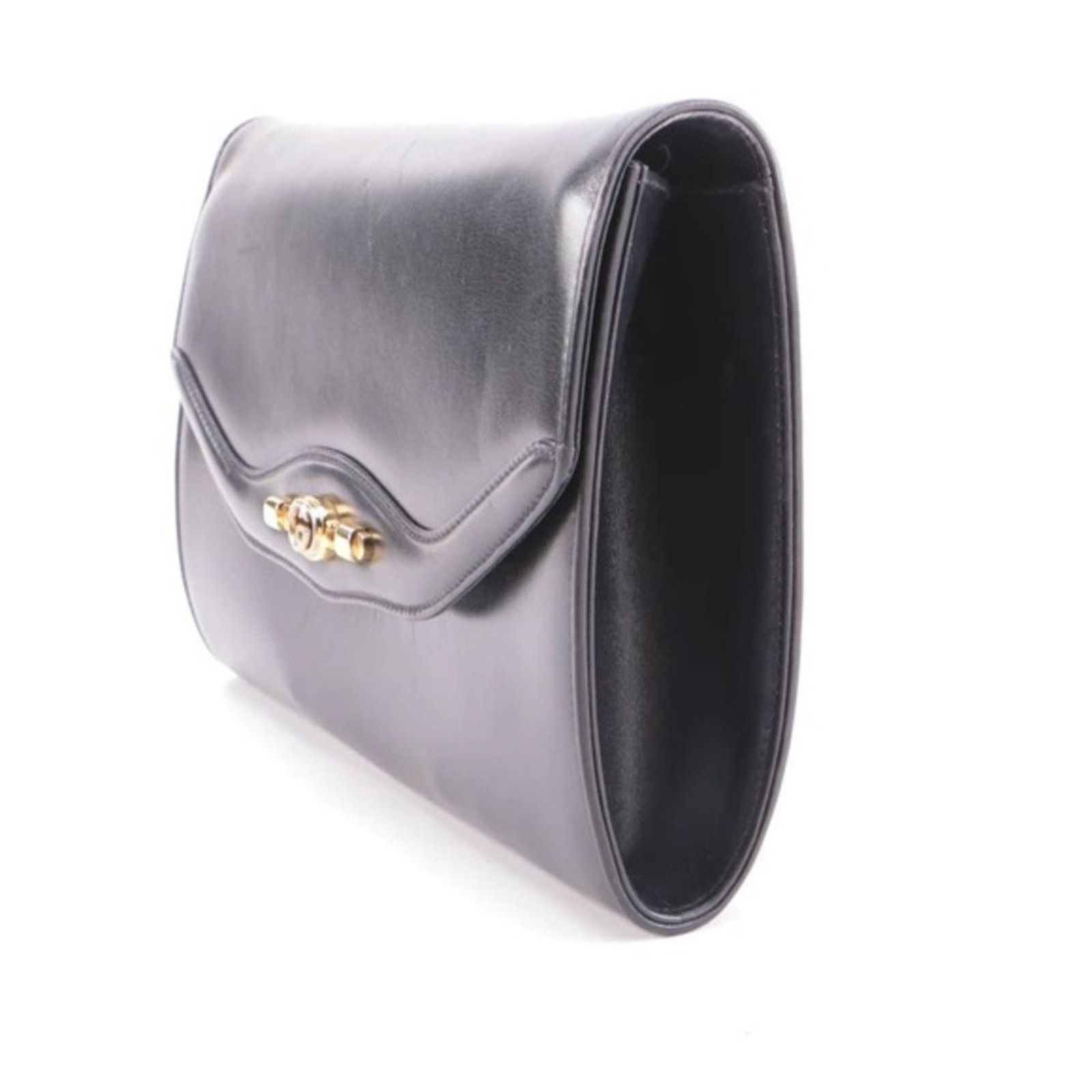 Gucci GUCCI Vintage Black Leather Clutch Convertible Crossbody Size ONE SIZE - 5 Thumbnail