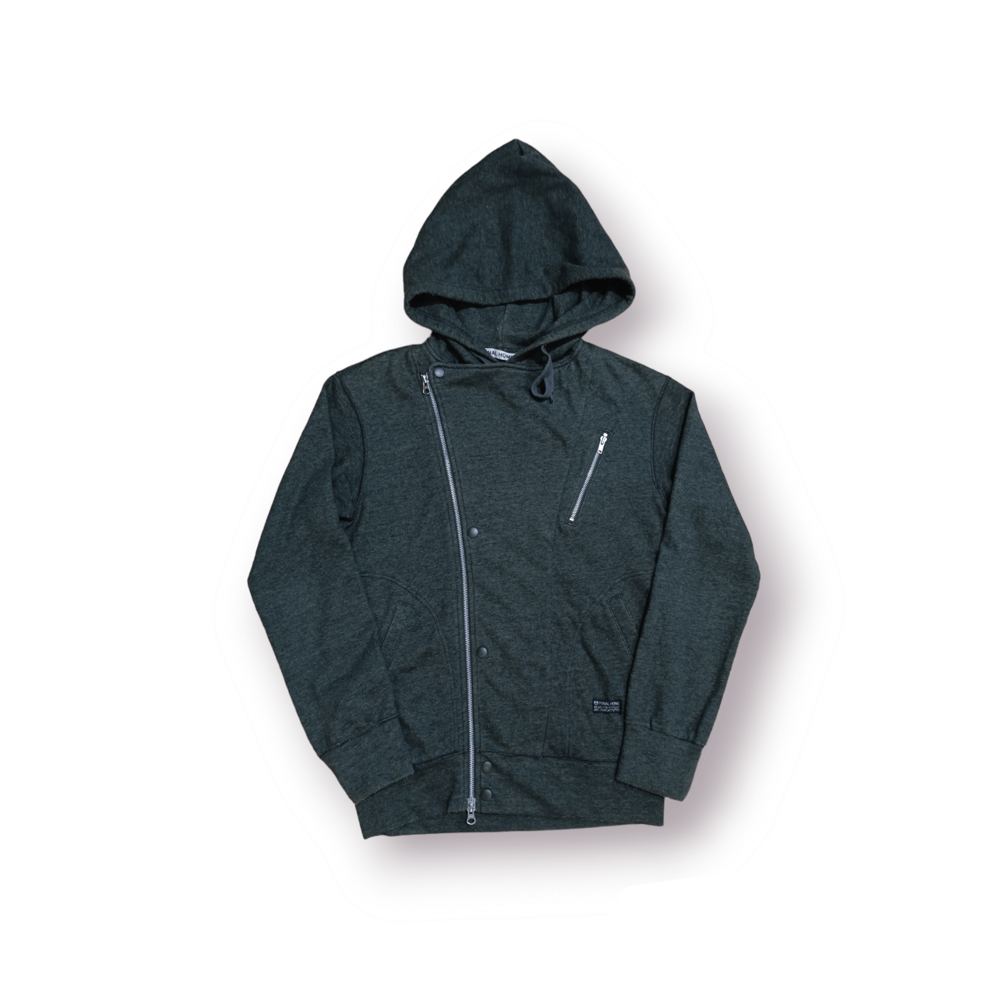 image of Archival Clothing x Final Home Issey Miyake Final Home Asymetric Zipper Hoodie in Green (Size Mediu