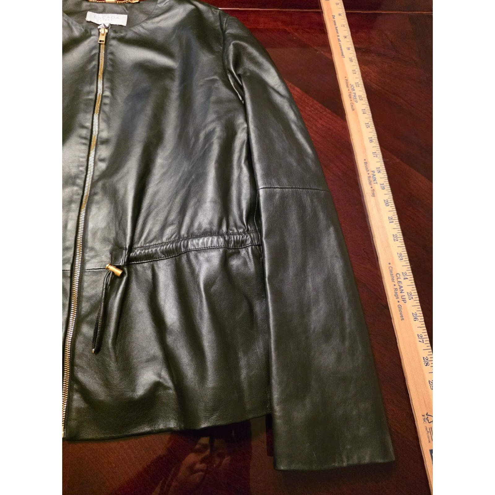 Escada Escada Sport Jacket Womens 40 Black Leather Collarless Zip Drawstring Waist Jacket Size S / US 4 / IT 40 - 2 Thumbnail