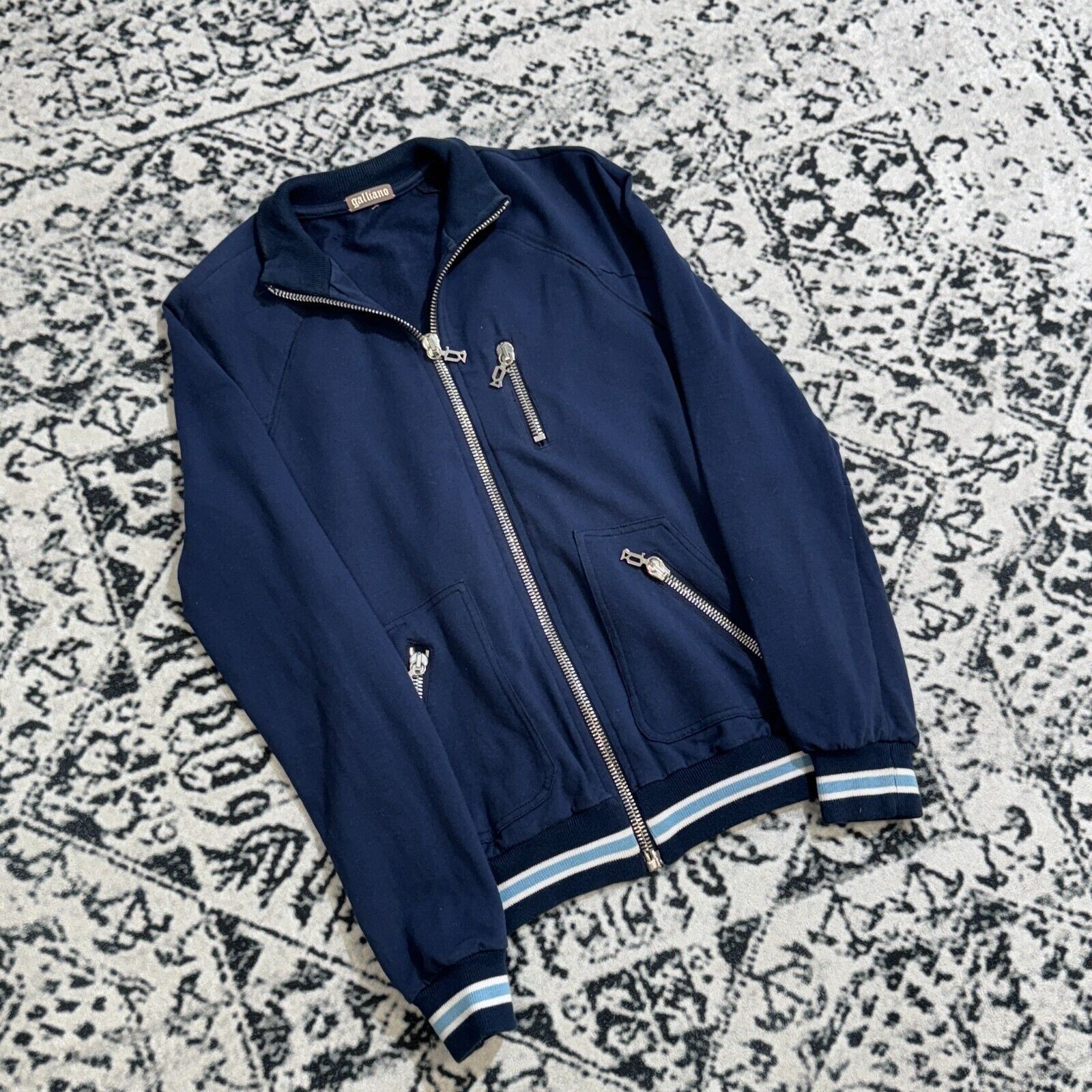 John Galliano × Vintage Vintage Galliano Navy Cotton Bomber Jacket Size XXS Y2K 90s Size US XXS / EU 40 - 11 Thumbnail