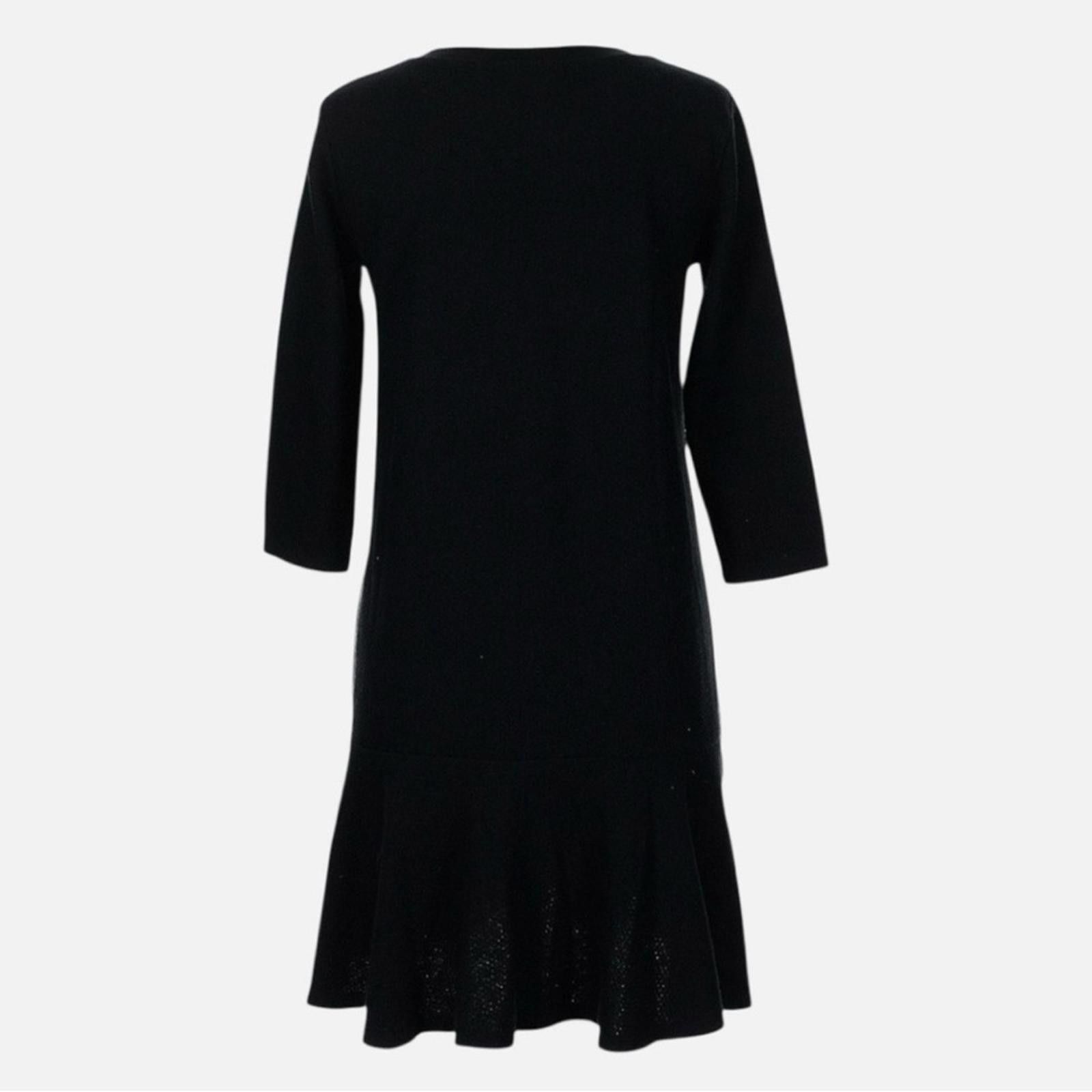 Ganni GANNI black ruffle-hem jersey shift dress - M, ¾ sleeve Size M / US 6-8 / IT 42-44 - 9 Thumbnail