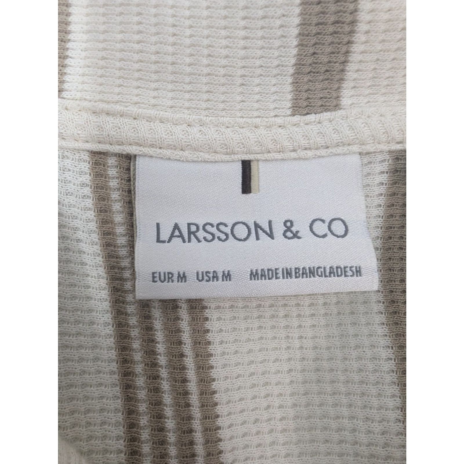 Vintage Larsson & Co. Beige Textured Striped Short Sleeve Button Camp Shirt Mens M Size US M / EU 48-50 / 2 - 7 Thumbnail