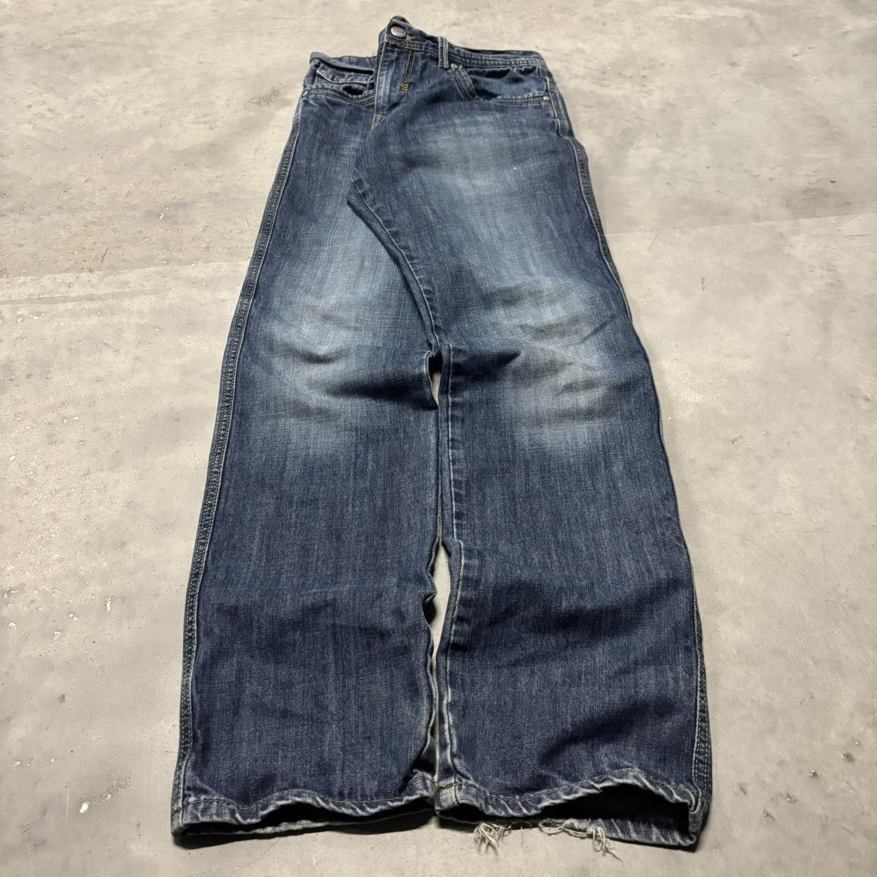 Japanese Brand × Vintage Crazy Vintage Y2K/2000s Grunge Faded Dark Wash Denim Jeans! Size US 30 / EU 46 - 3 Thumbnail