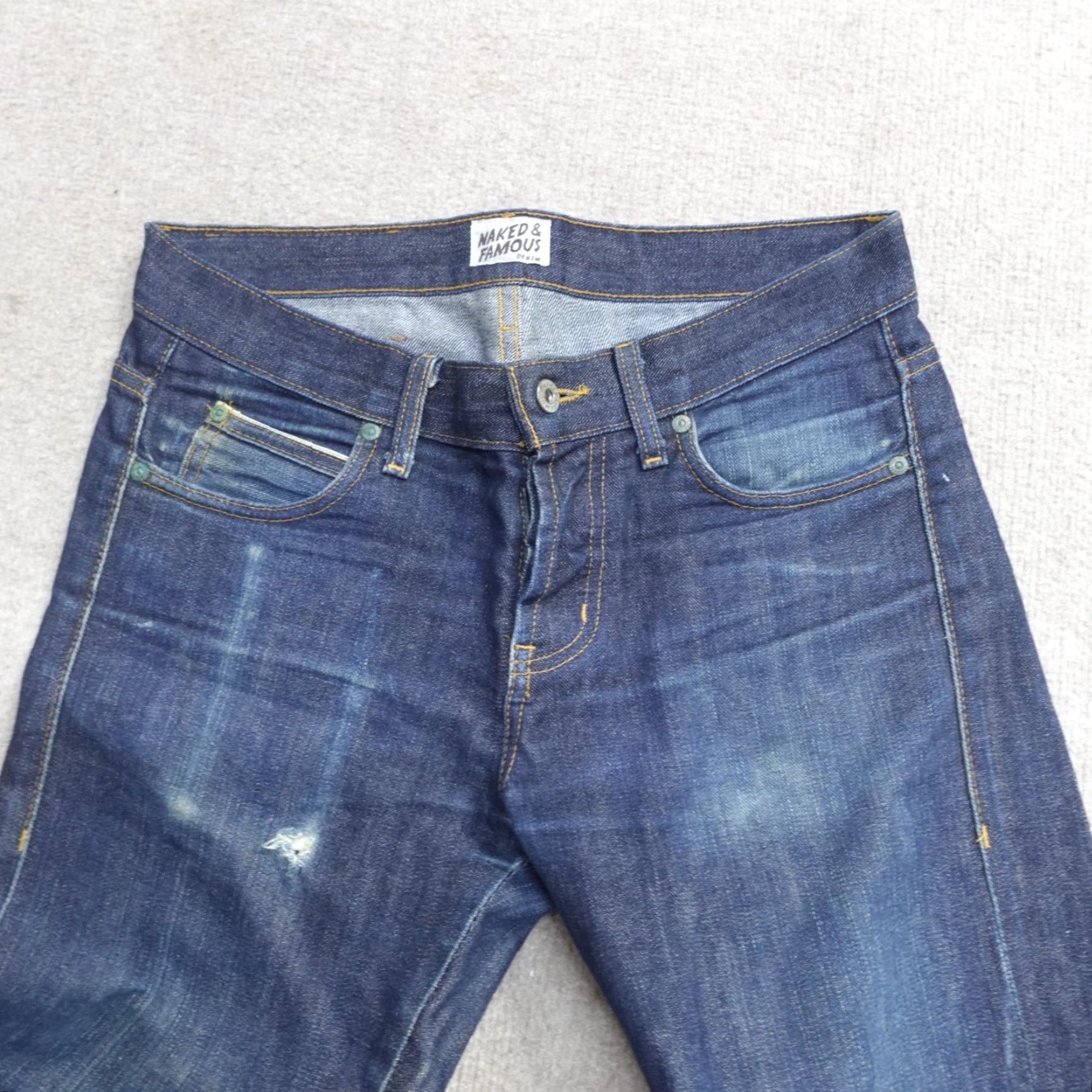 Vintage Naked & Famous Denim Jeans 30 x 36 Blue Left Hand Twill Selvedge Skinny Guy Size US 30 / EU 46 - 6 Thumbnail