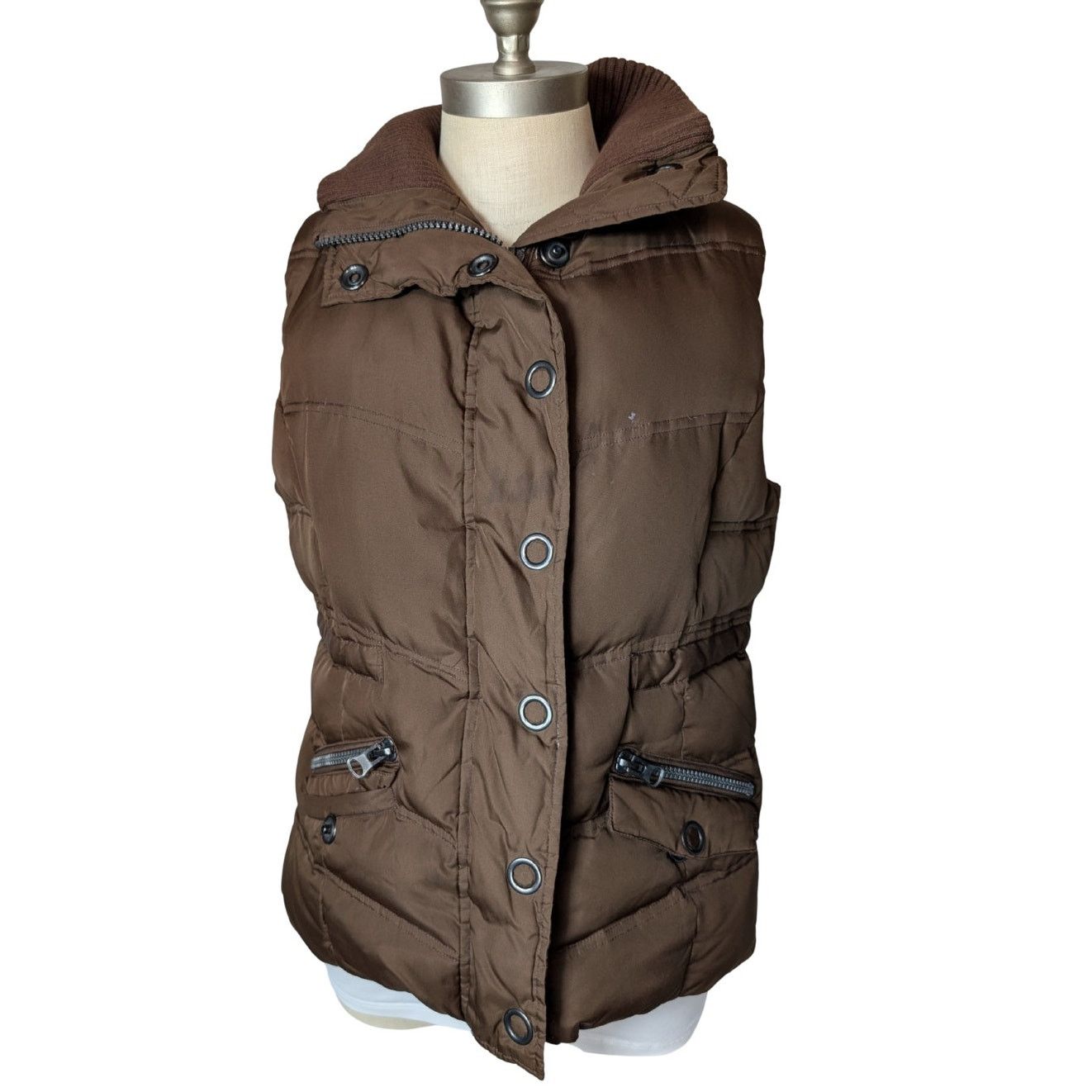 Unknown London K Jordan Brown Puffer Vest Hooded Women’s Size M USED Size M / US 6-8 / IT 42-44 - 1 Thumbnail