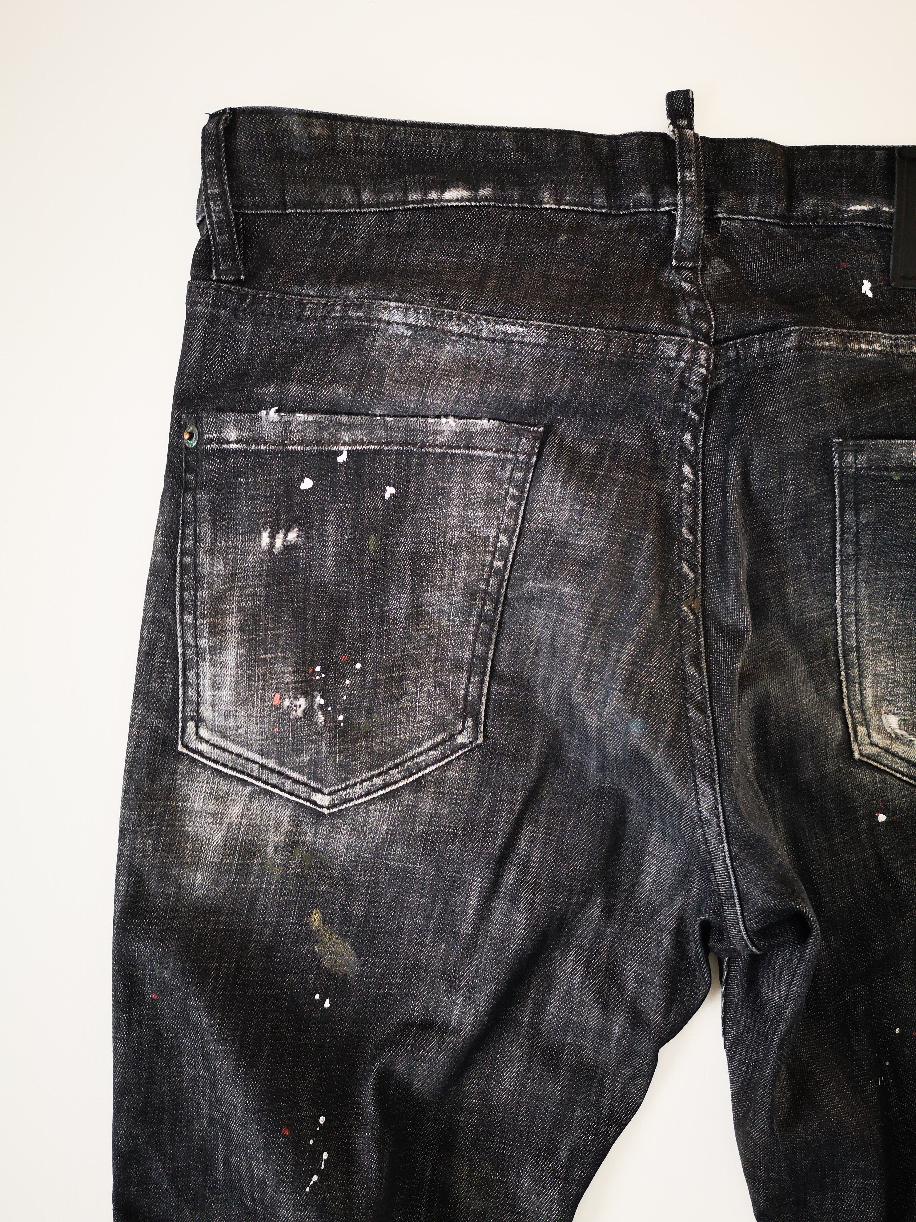 Dsquared2 DSQUARED2 24' BLACK USED DENIM PAINTED COOL GUY JEANS GR. 48 Size US 32 / EU 48 - 8 Thumbnail