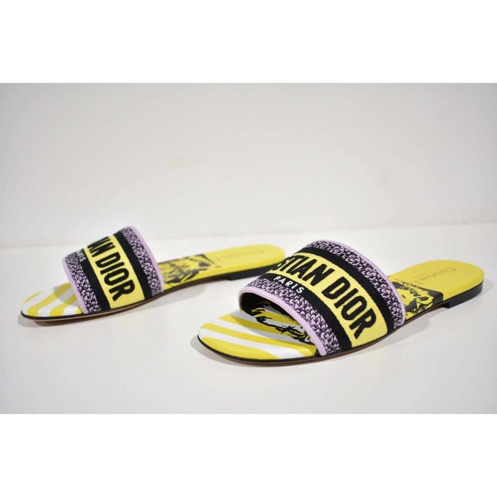 Dior Dway Jungle Embroidered Logo Slide Flat Sandal 36.5 Size US 6.5 / IT 36.5 - 10 Thumbnail