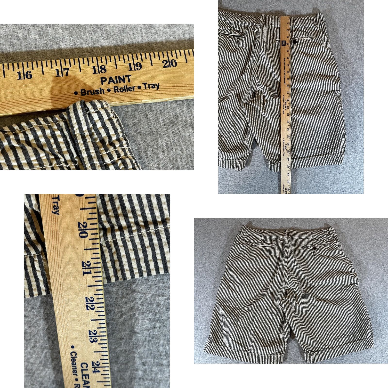 J.Crew J.Crew Mens 36 Striped Chino Shorts Seersucker Drawstring Flat Front Beige Vintage - Casual Summer Mens 36W Shorts Size US 36 / EU 52 - 8 Thumbnail