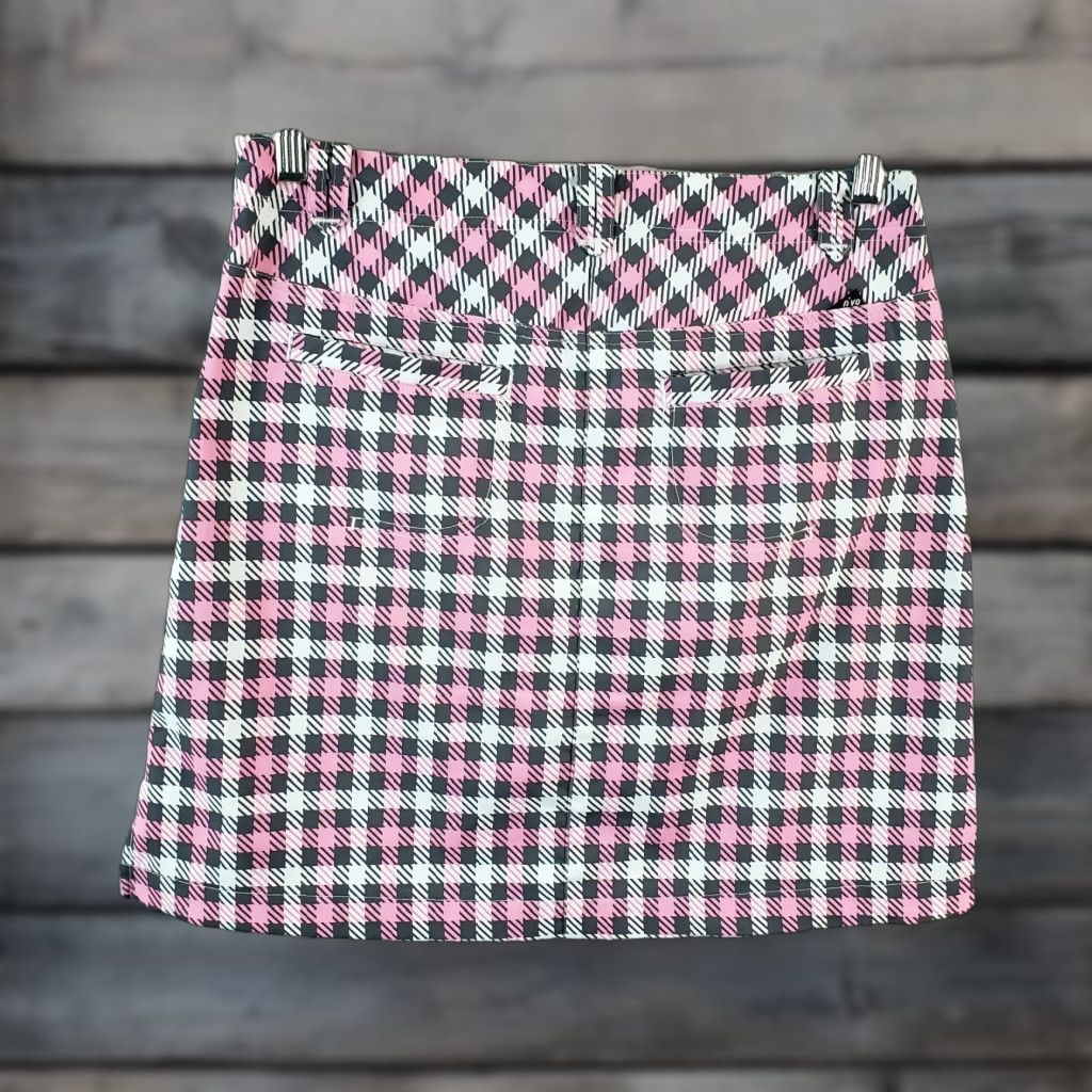 Pinko Nivo Womens Skort Sz 4 Pink Gray Checkered Pockets Side Zip Activewear Shorts Skirt Black Gray Poly Blend Zip Pocket Size ONE SIZE - 1 Thumbnail