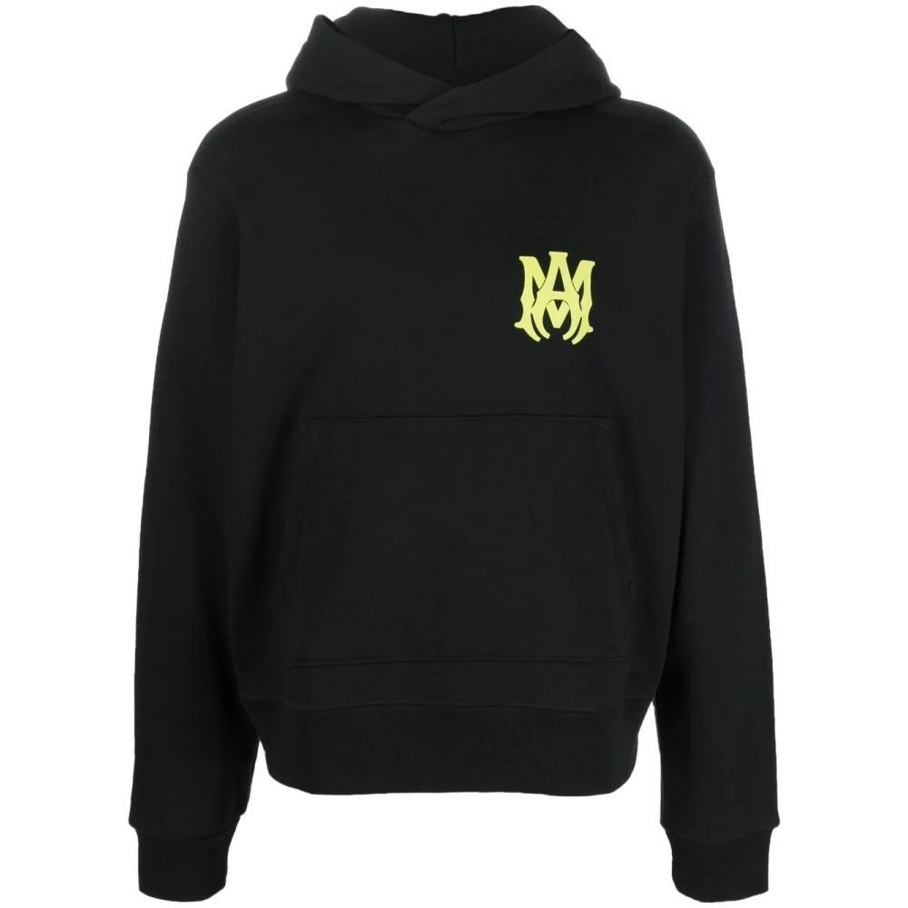 Amiri o1gr1nt1124 MA Logo Hoodie in Black/Lime | Grailed