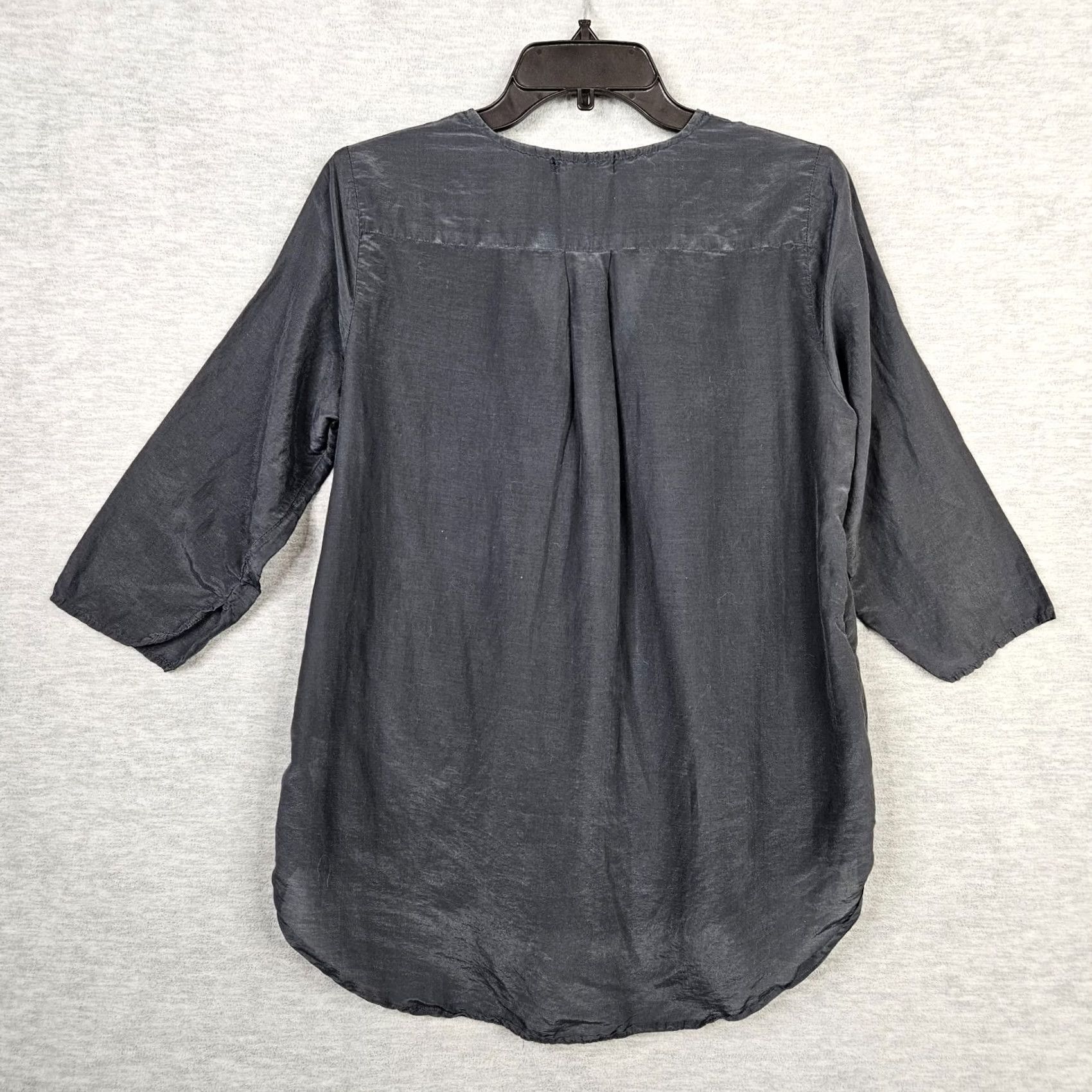 Vintage CP Shades Mill Valley Blouse Size XS Black Cotton Silk Blend V-neck Light Size XS / US 0-2 / IT 36-38 - 2 Thumbnail