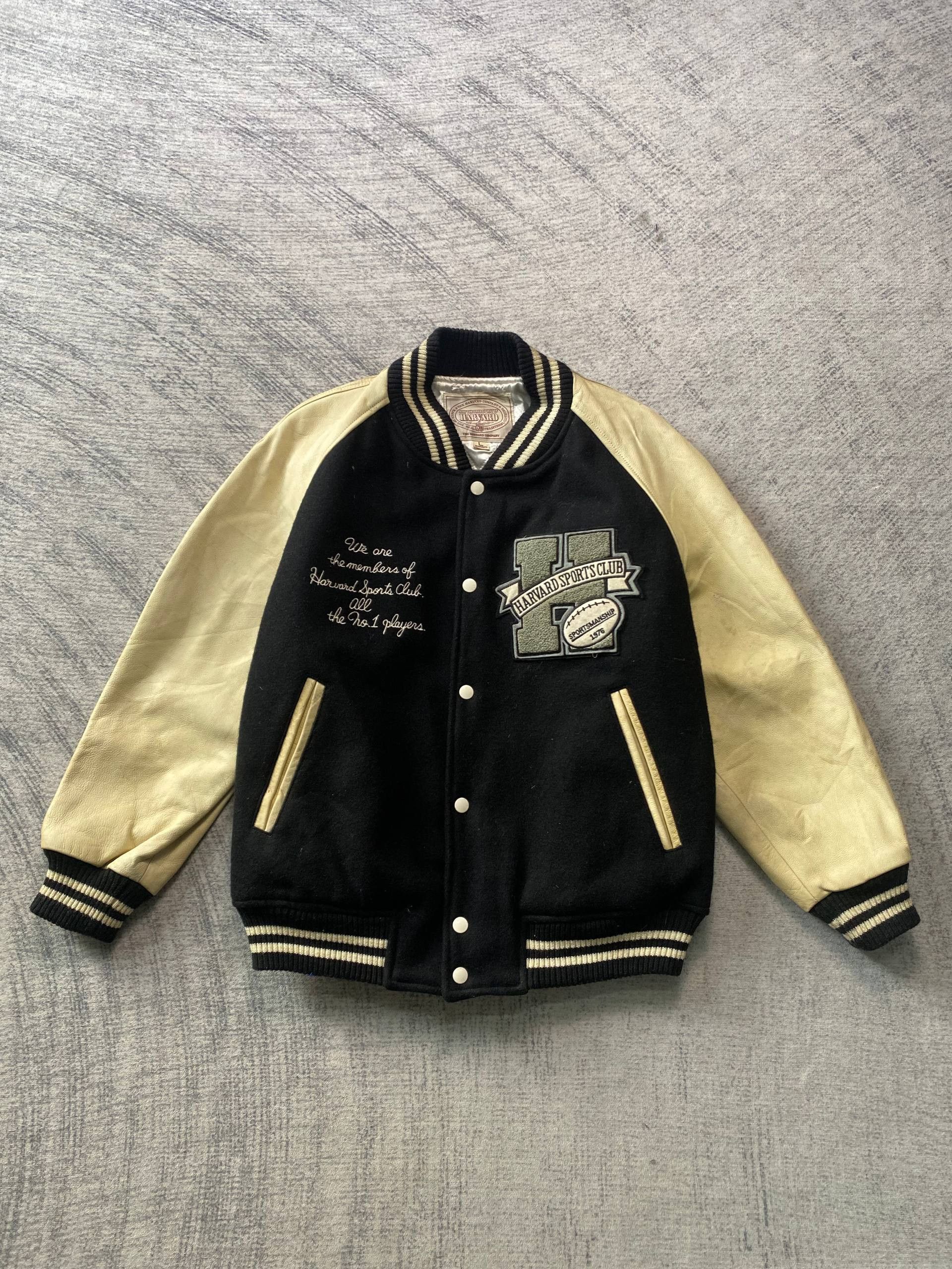 Vintage Vintage Harvard Wool Varsity Jacket Leather Sleeves Size US L / EU 52-54 / 3 - 1 Thumbnail
