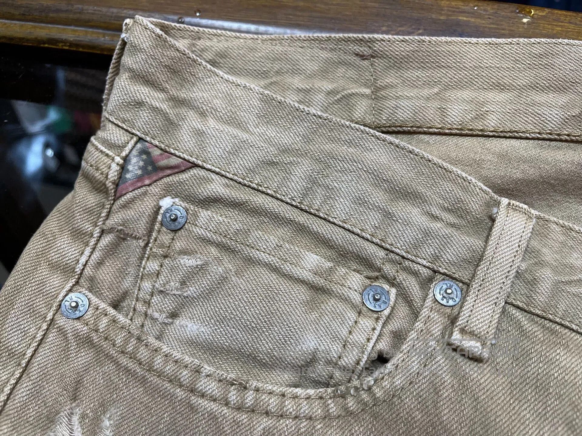 RRL Ralph Lauren rrl distressed beige denim pants by Ralph Lauren. Size US 31 - 3 Thumbnail