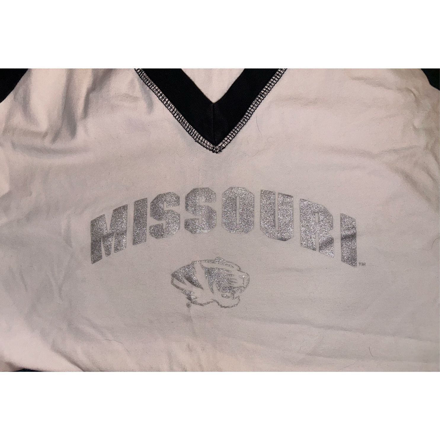 Pro Player P2 By Pro Players Women’s White Mizzou V Neck Short Sleeve T Size M / US 6-8 / IT 42-44 - 3 Thumbnail
