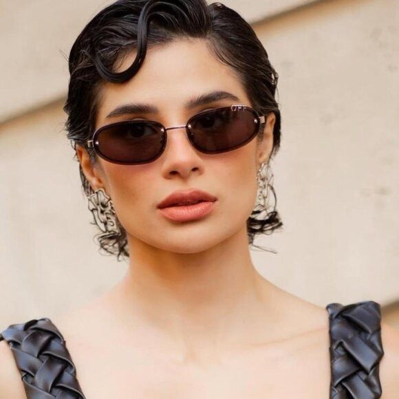 Off-White Off-White OERI13M MIAMI 766E Sunglasses Gold Oval Frame Size ONE SIZE - 3 Thumbnail