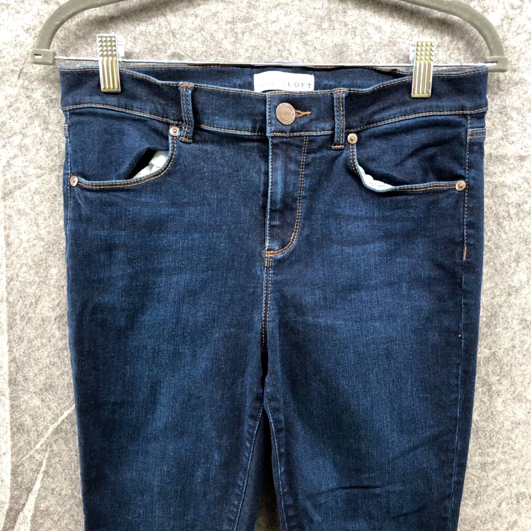 Loft LOFT Jeans Womens Mid Rise Skinny Stretch 30/Blue Dark Wash 5-Pocket Denim Cotton Blend Slim Inseam 25.5in Size 30" / US 8 / IT 44 - 3 Thumbnail