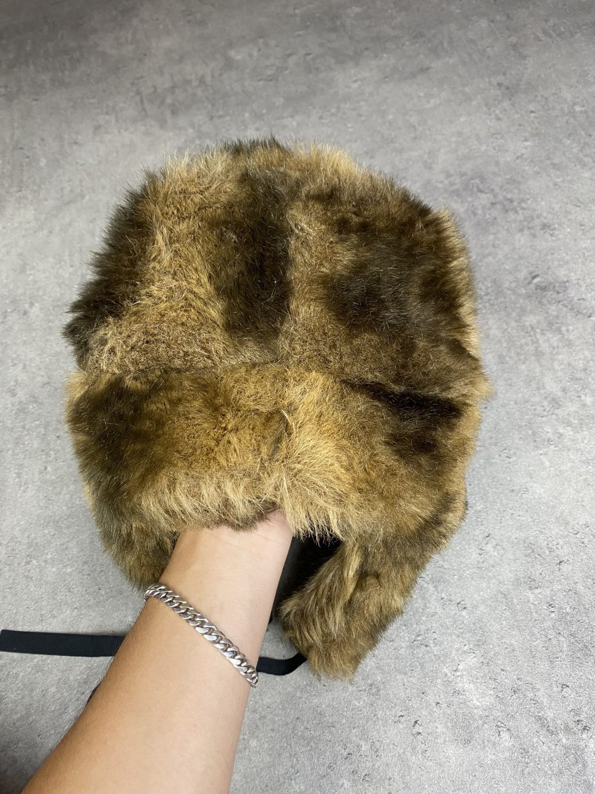 Japanese Brand Vintage Faux Fur Ushanka Hat – Brown Camo Look Y2K Streetwea Size ONE SIZE - 4 Thumbnail