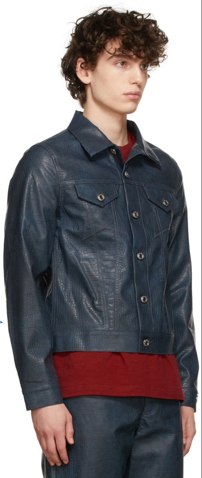 Marc Jacobs Heaven Navy Croc-Embossed Jacket