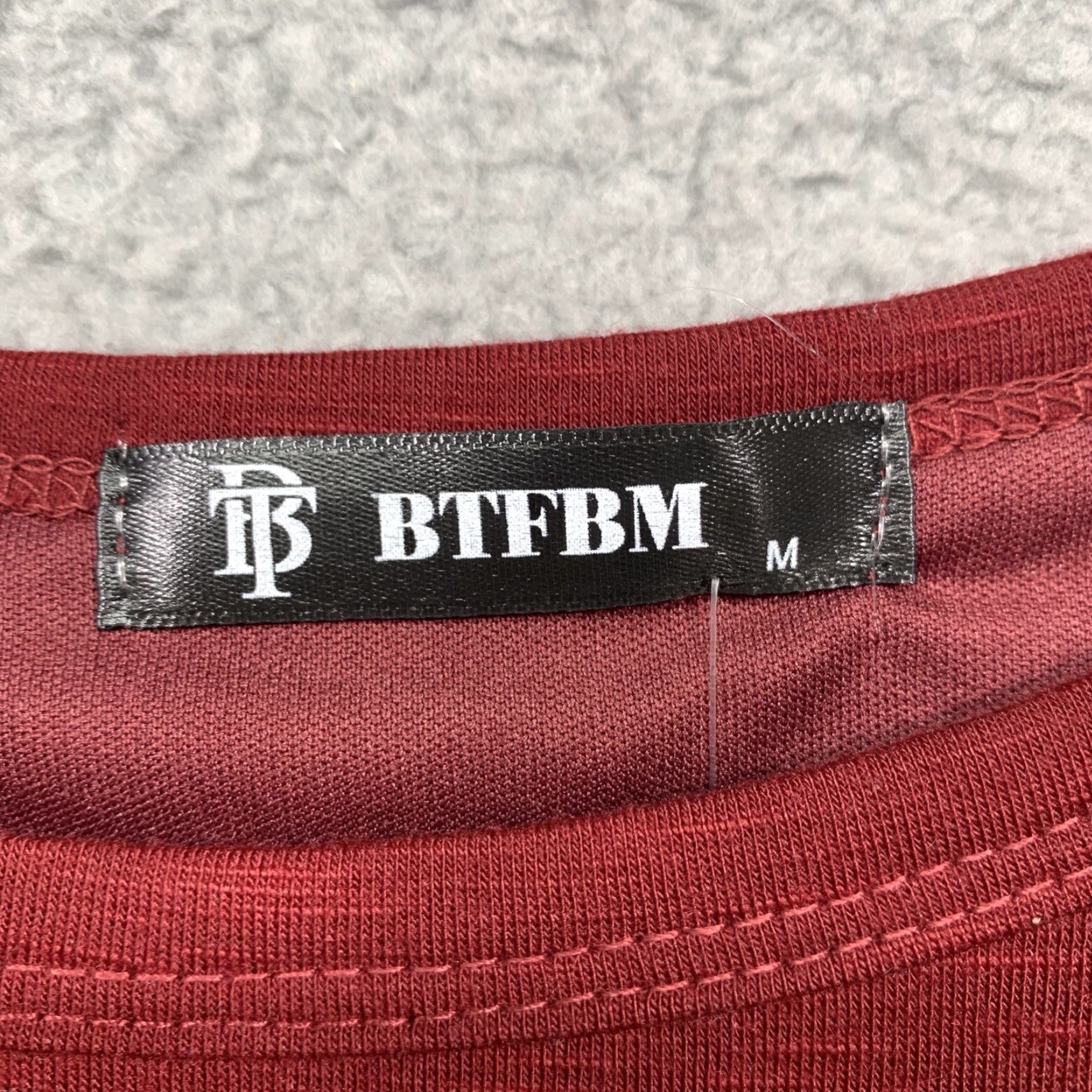 Vintage BTFBM Dress Women's M Burgundy Left Side Gathered Inner Slip High Quality NWT Dress Size M / US 6-8 / IT 42-44 - 7 Thumbnail