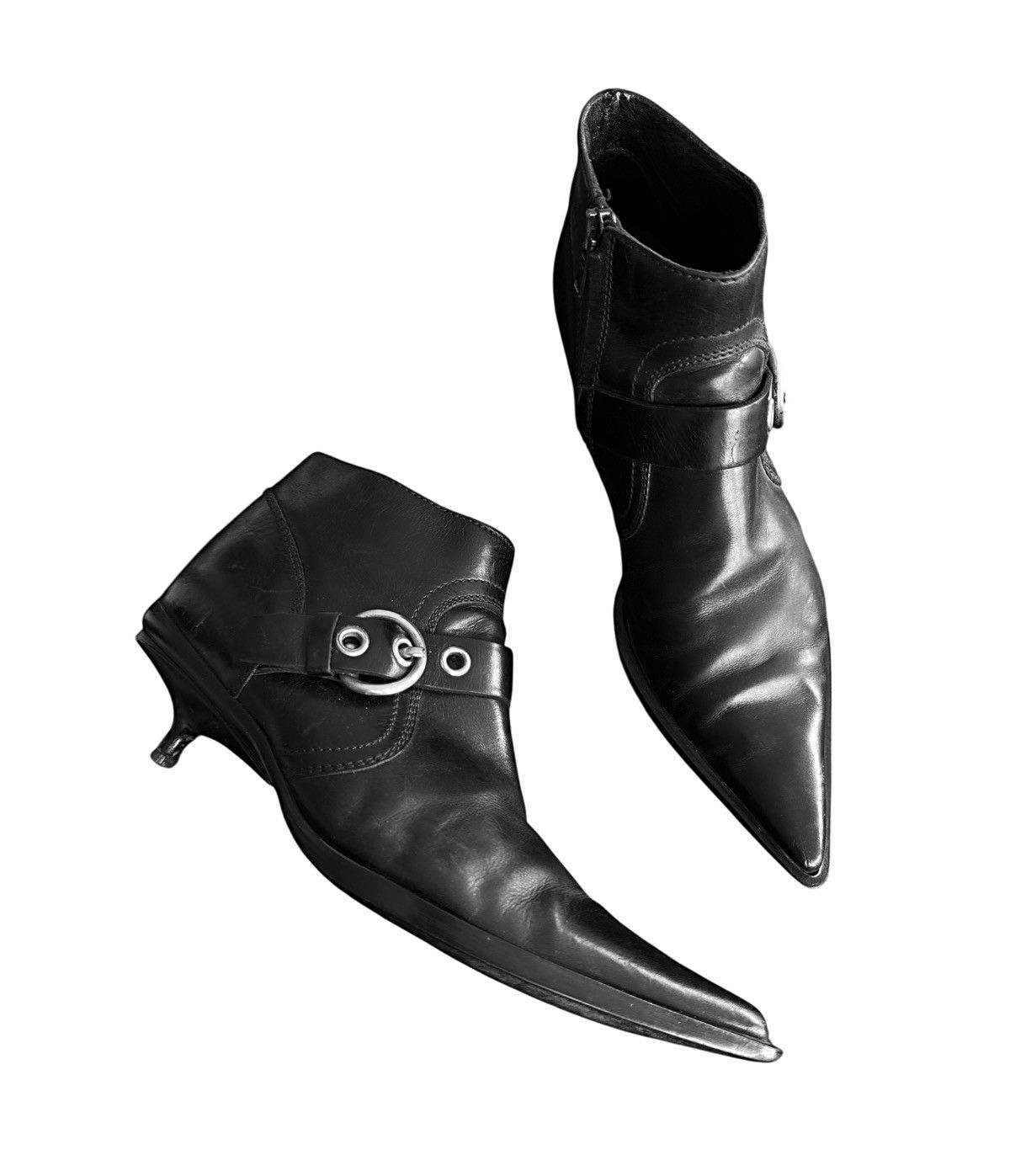 Miu Miu Miu Miu 1999 Black Leather Western-Heel Boots. Size US 6 / IT 36 - 1 Thumbnail