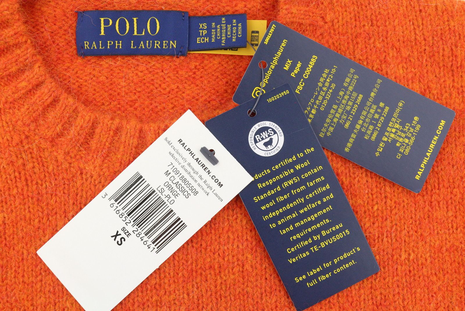 Ralph Lauren ORANGE XS Wool Alpaca Blend Knit Jumper 86913 Size US XS / EU 42 / 0 - 8 Thumbnail