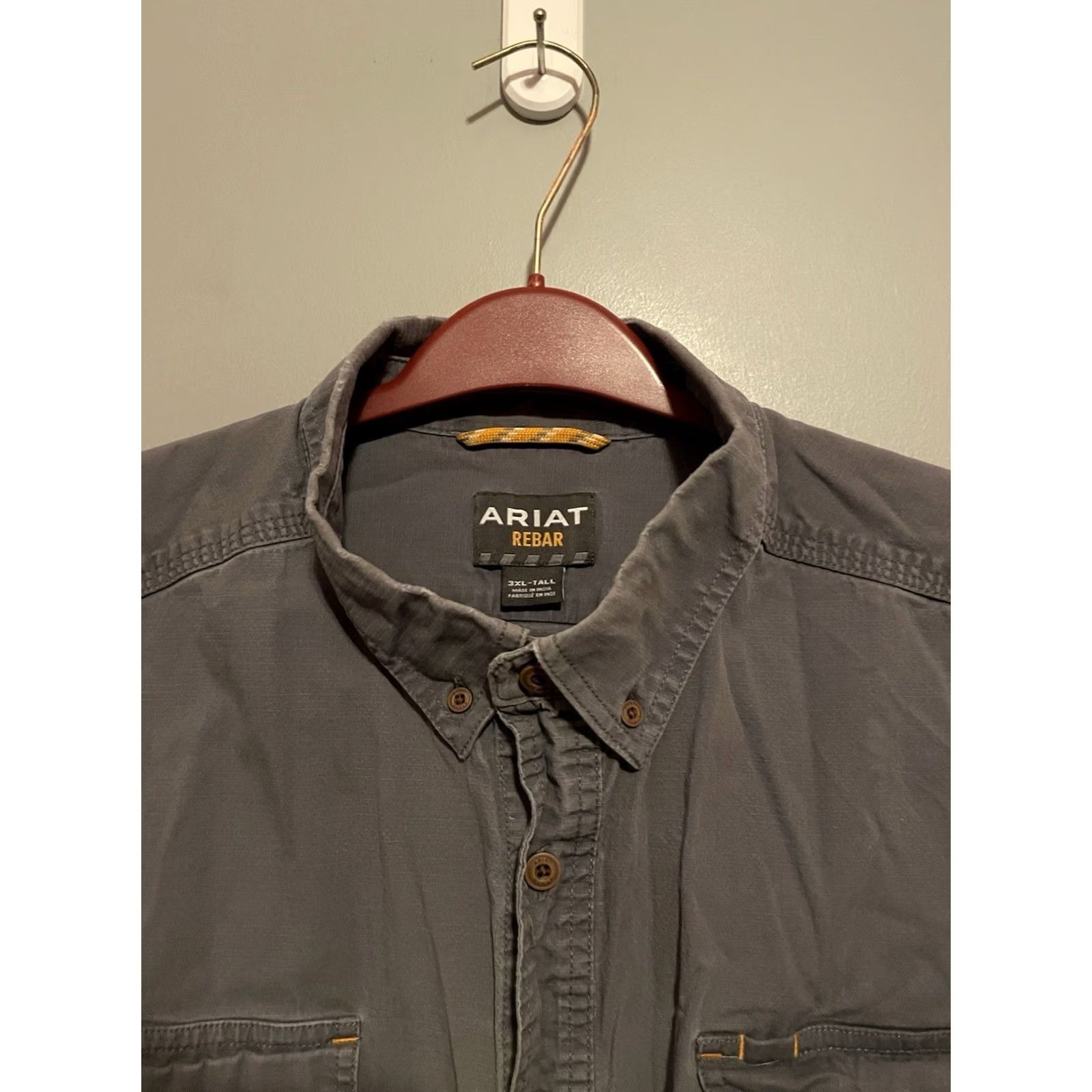 Ariat Ariat Pro Series Rebar Shirt Mens 3XL Tall Gray Button-Down Long Sleeve Workwear Shirt Size US XXL / EU 58 / 5 - 3 Thumbnail