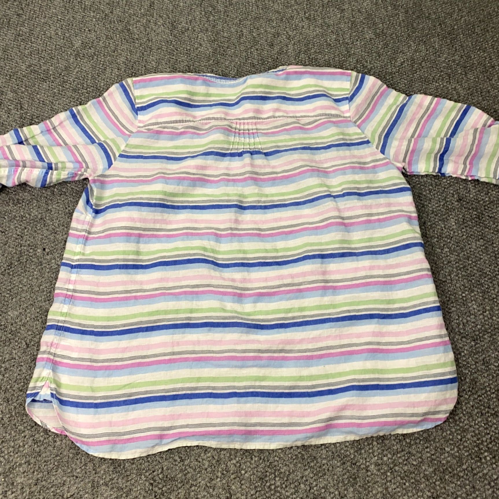 Talbots Talbots Linen Shirt Women 2X Pink Henley Striped Roll Tab 3/4 Sleeve Tunic Blouse | Plus Size | Linen Shirt Women Talbots Size XXL / US 16-18 / IT 52-54 - 7 Thumbnail
