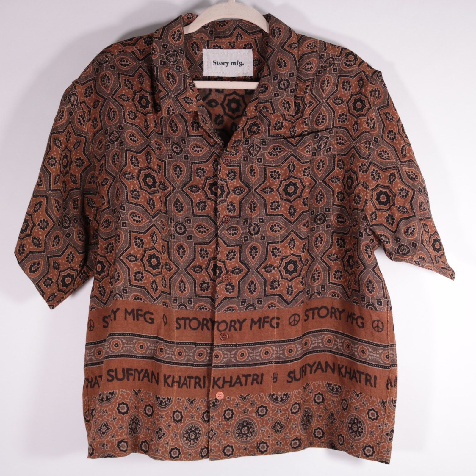 Story MFG Greetings Shore Vacation Shirt Linen Small NWOT