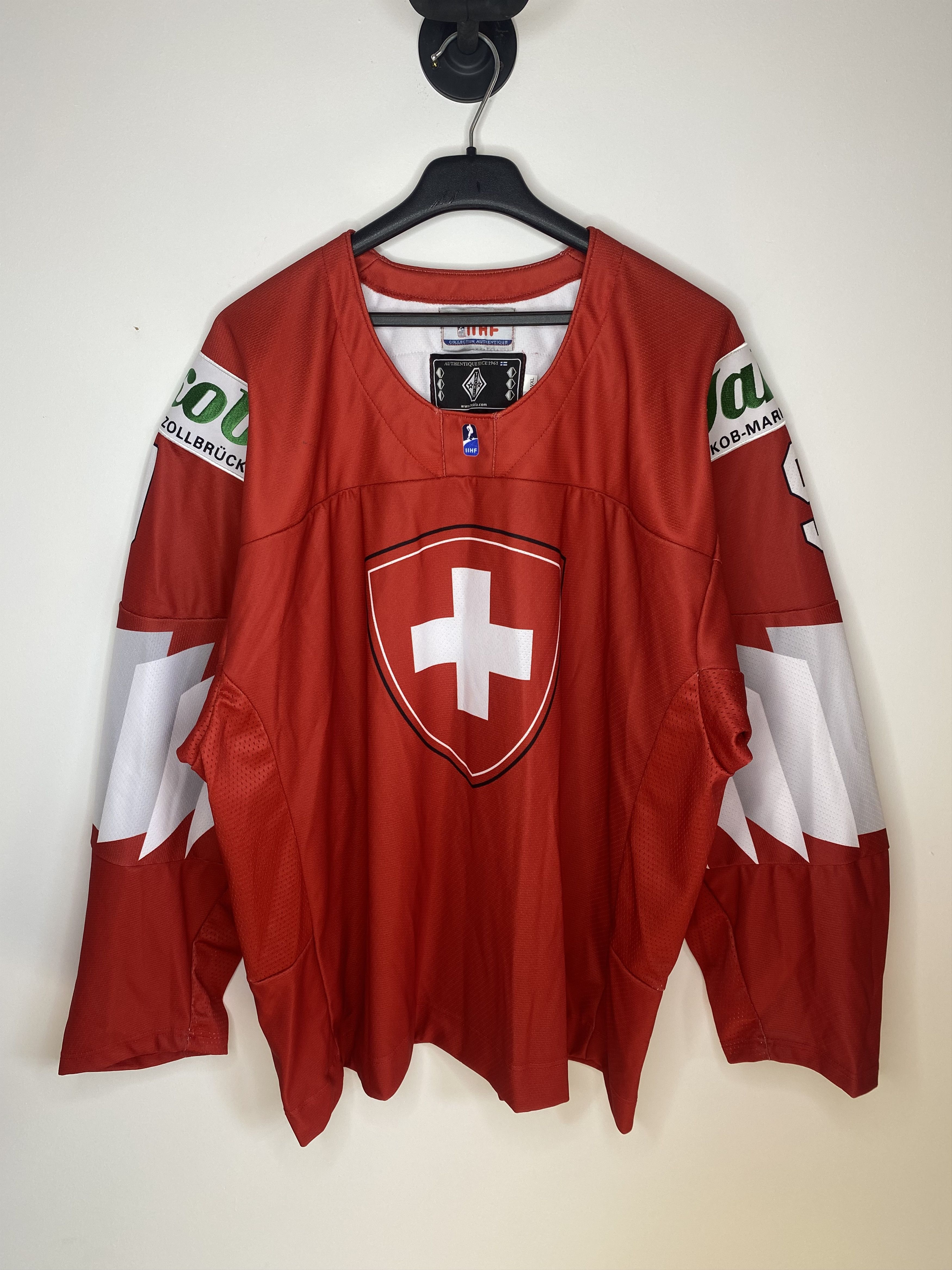 Nike #9 SWITZERLAND TEAM 2022 MATCH WORN ICE HOCKEY JERSEY SHIRT Size US L / EU 52-54 / 3 - 1 Thumbnail