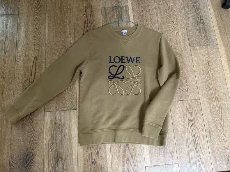 Loewe Loewe Embroidered logo men's sweater khaki Size US L / EU 52-54 / 3 - 2 Thumbnail