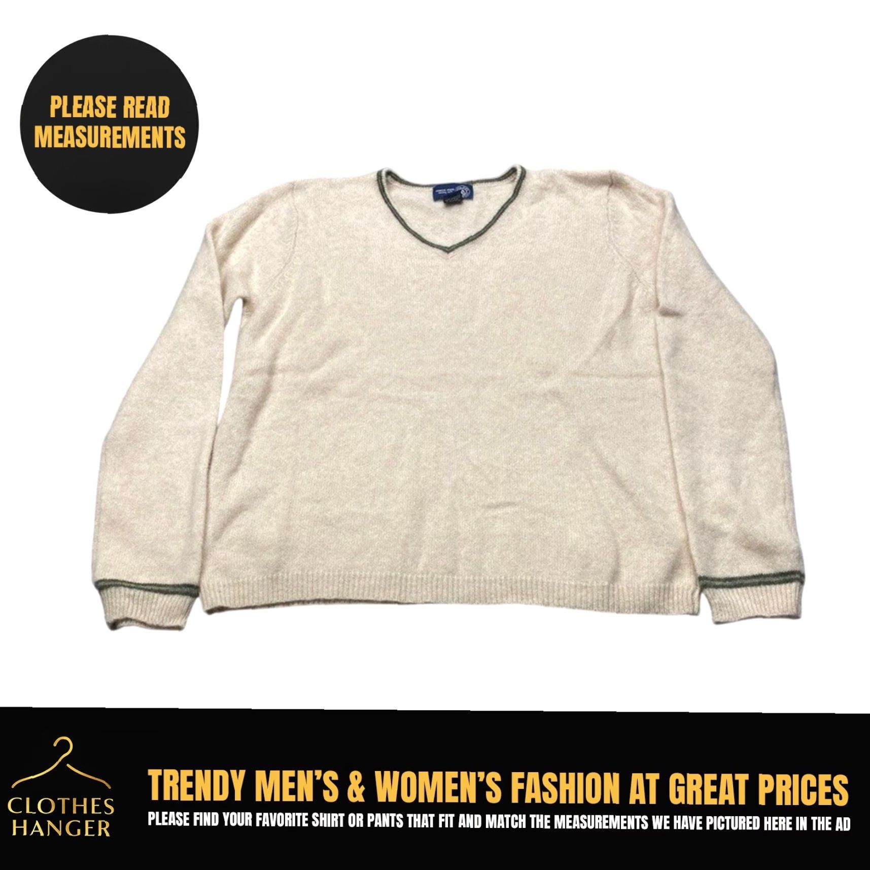 Vintage VINTAGE Venezia Womens Pullover V-Neck Sweater 14/16 80% Lambswool Beige 90s Jeans Size XL / US 12-14 / IT 48-50 - 2 Thumbnail