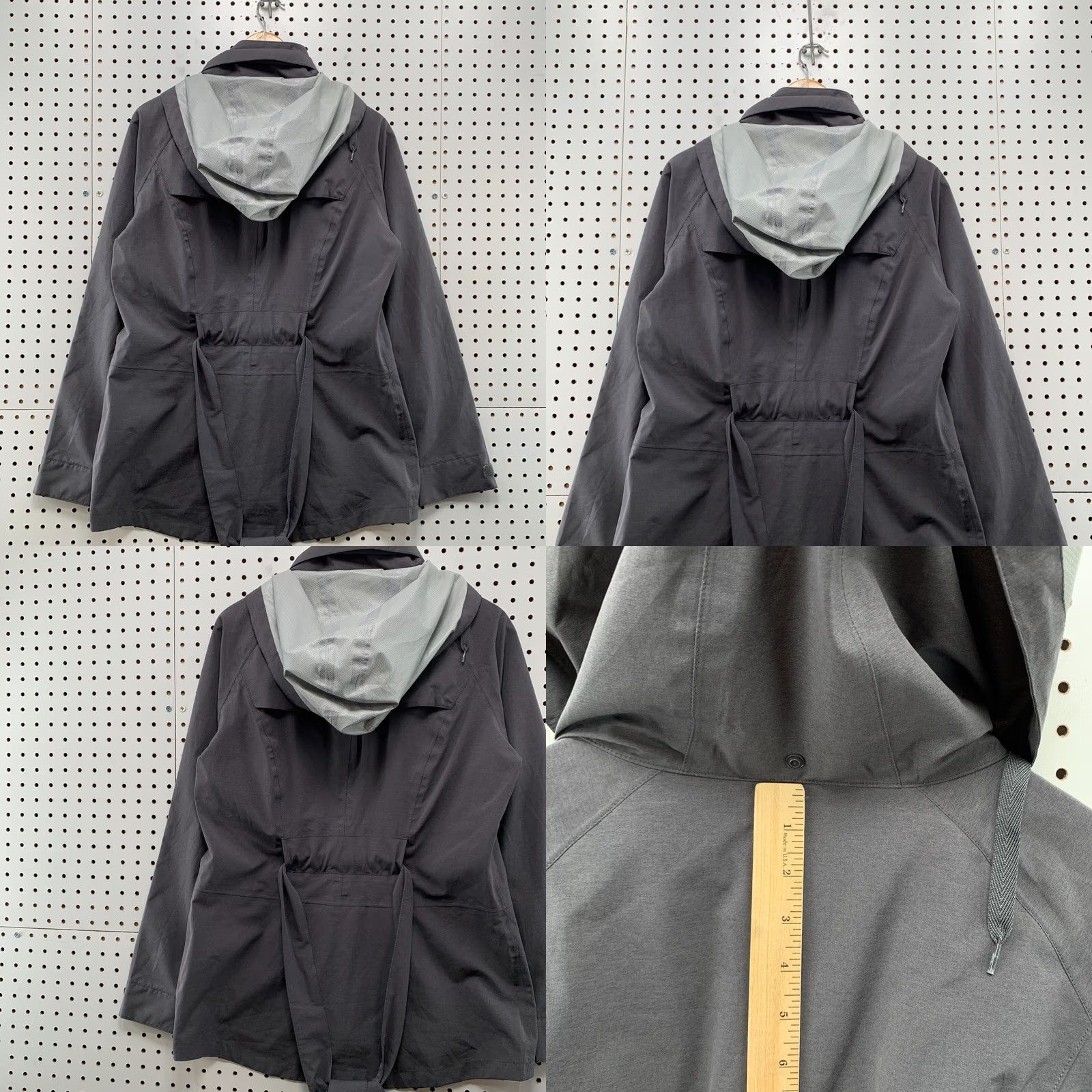Prana Prana Hooded Windbreaker Coat Womens Large Gray Belted Packable 19.5x29.5 Size L / US 10 / IT 46 - 9 Thumbnail