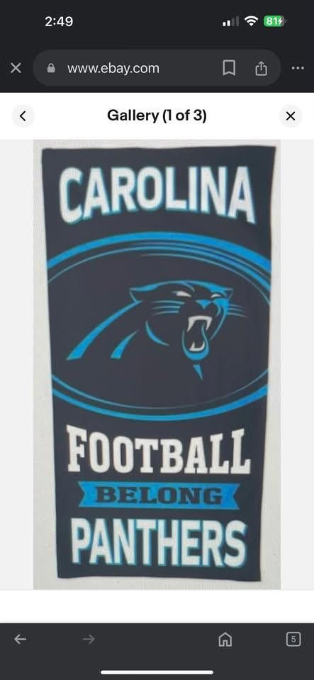 Designer Carolina Panther Football Beach Towel Size ONE SIZE - 2 Thumbnail