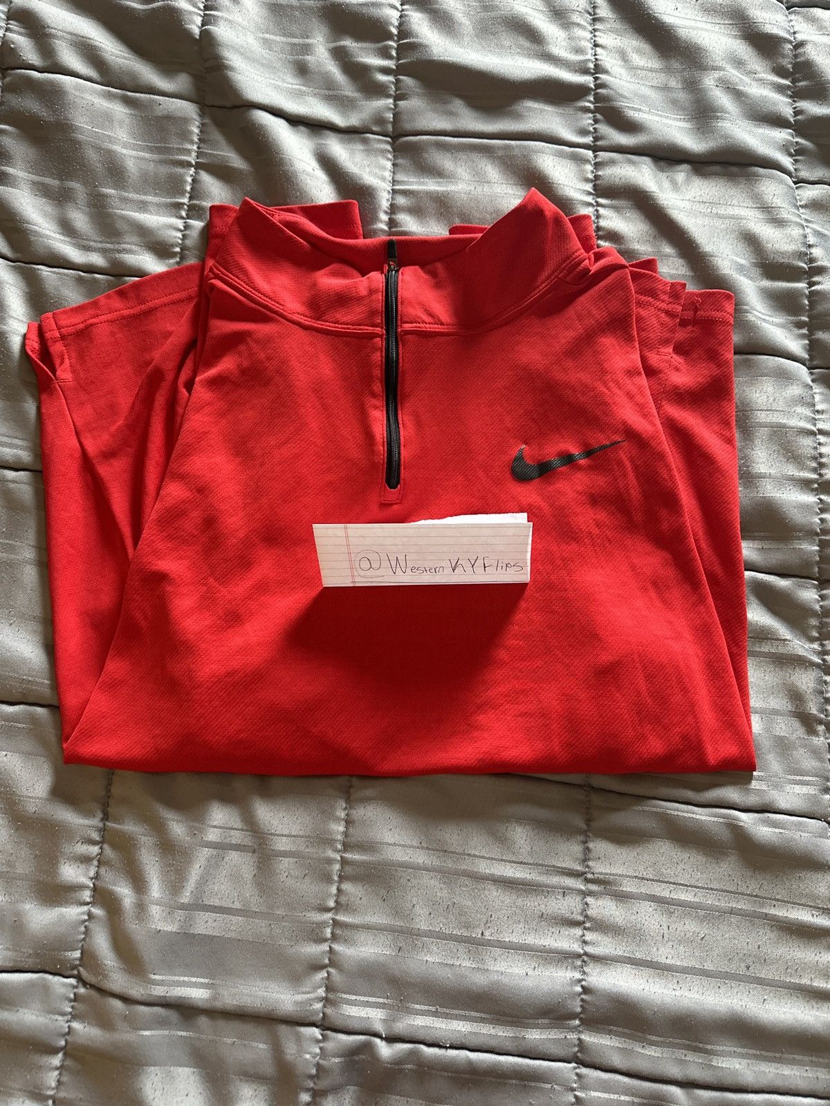 Nike Nike Quarter Zip (Red, Tight Fit, Thin Material) Size US L / EU 52-54 / 3 - 3 Thumbnail