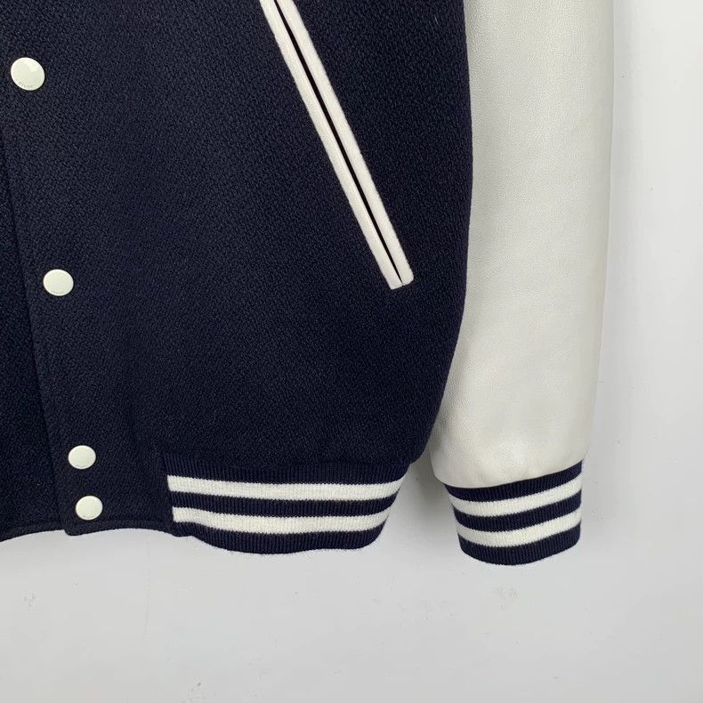 Celine Celine Black Embroidered Wool Baseball Jacket Size US XS / EU 42 / 0 - 4 Thumbnail