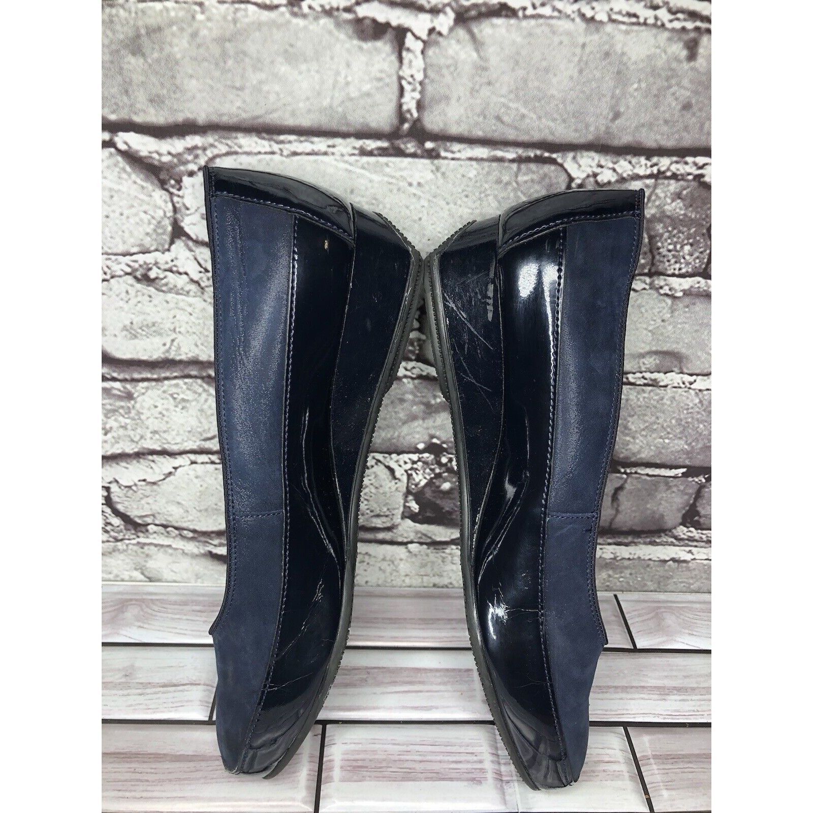 Other ARA Blue Leather Comfort Patent Wedge Pump Dress Shoes Women Size US 7 / IT 37 - 11 Thumbnail