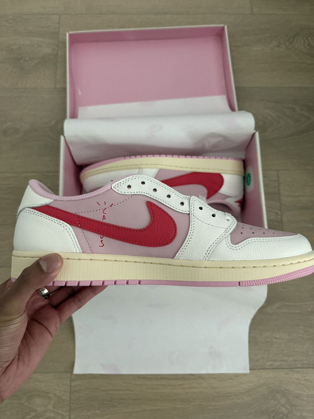 Nike × Travis Scott Travis Scott x Air Jordan 1 Low Sail Tropical Pink Size US 12 / EU 45 - 3 Thumbnail