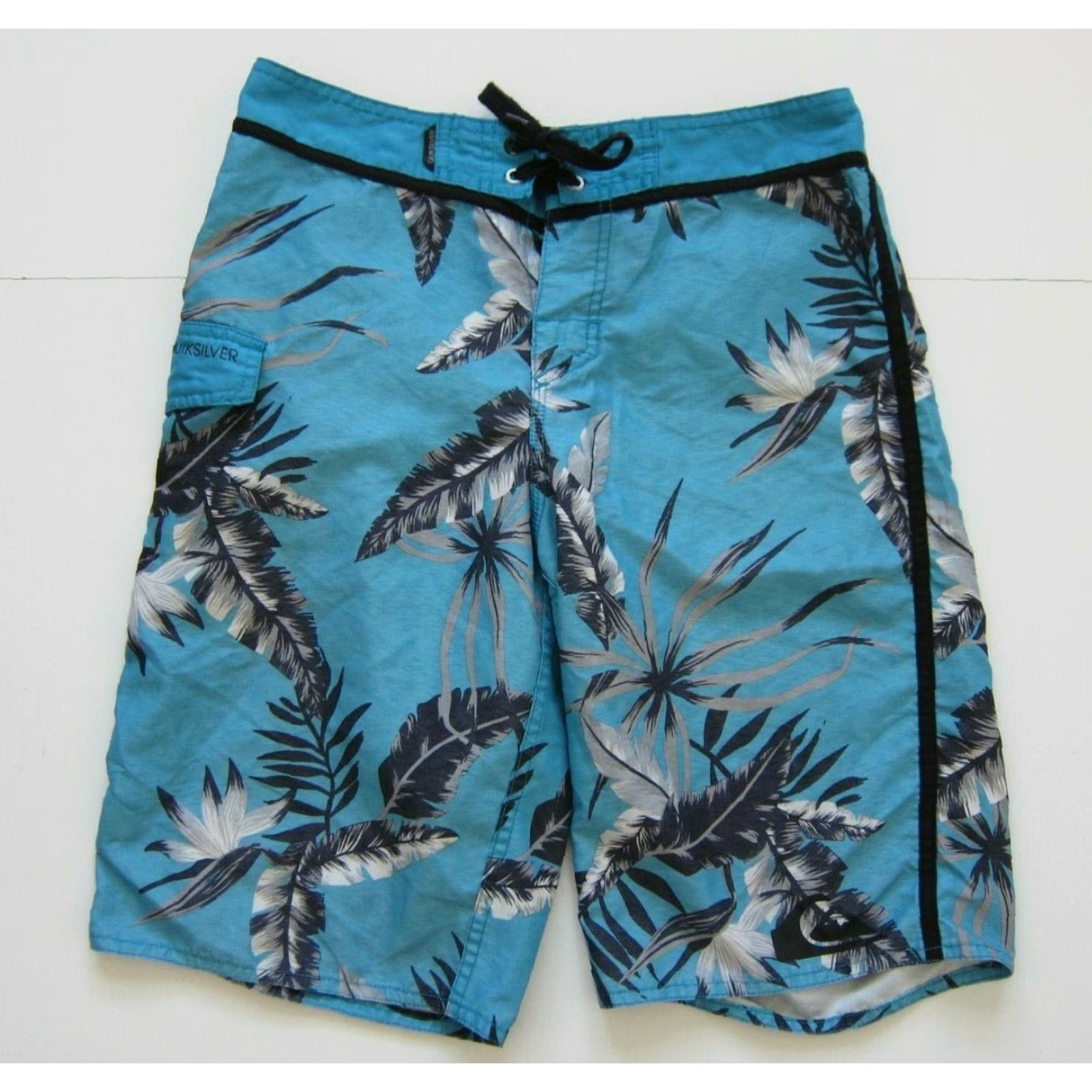 Quiksilver Quiksilver Board Shorts Men Size 30 Blue Black Leaf Floral Beach Surf 100% polyester Short for Surfing Size US 30 / EU 46 - 2 Thumbnail