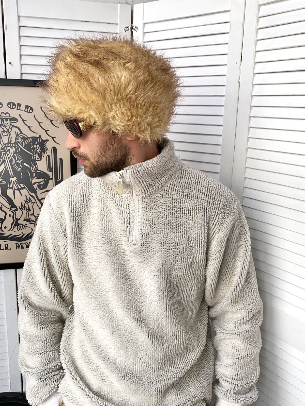 Designer × Vintage Vintage Fuzzy Hat Real Fur Beret Style Y2K Yeti Size ONE SIZE - 14 Thumbnail