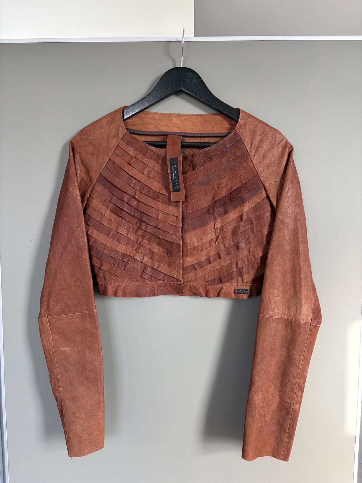 Twin Set Simona Barbieri Leather Short Bolero Jacket