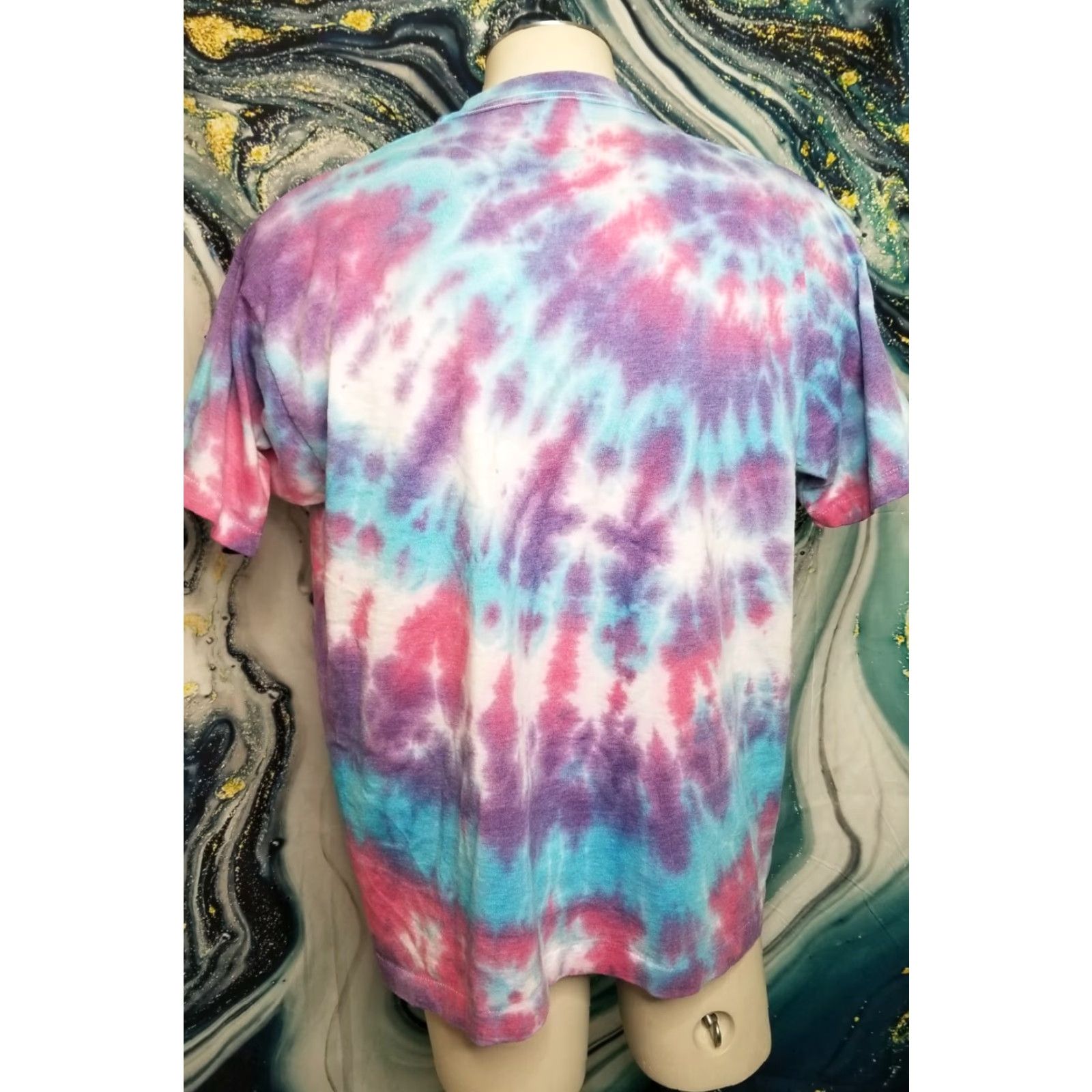Fruit Of The Loom VINTAGE Fruit of the Loom Men's L Tie Dye T-Shirt 90s Ivan the Safety Cat Short Sleeve Cotton Blend Men Size US L / EU 52-54 / 3 - 2 Thumbnail