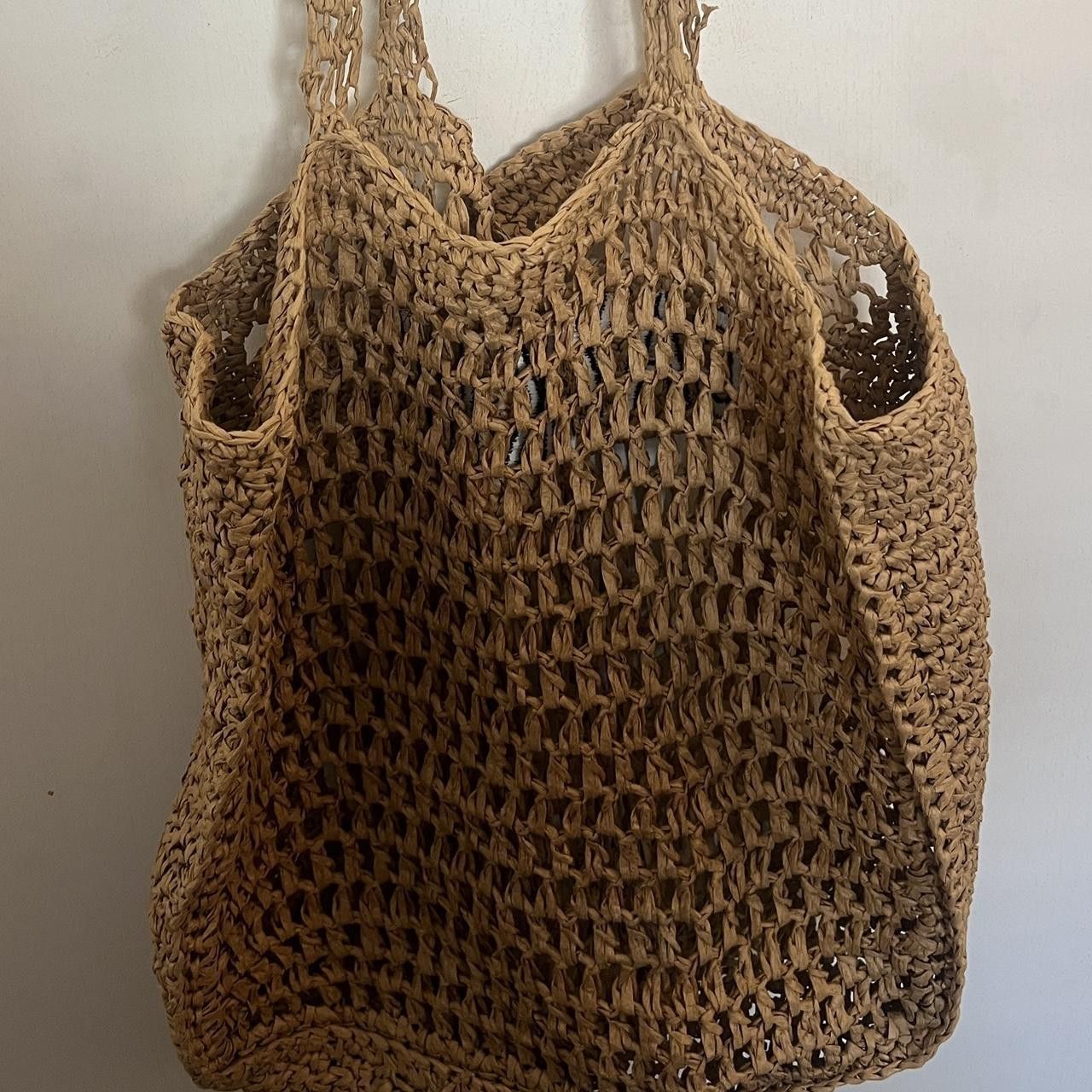 Other Tan Crochet Raffia Woven Beach Bohemian Tote Bag Size ONE SIZE - 3 Thumbnail