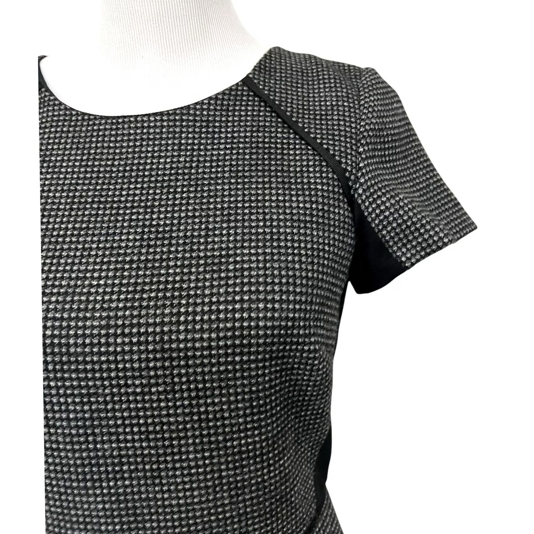 J.Crew J.Crew Checkered Flutter Dress Size 4 Black Gray Tweed Ponte Fit Flare Career Dress Women Short Sleeve Knee Length Round Neck Size S / US 4 / IT 40 - 6 Thumbnail