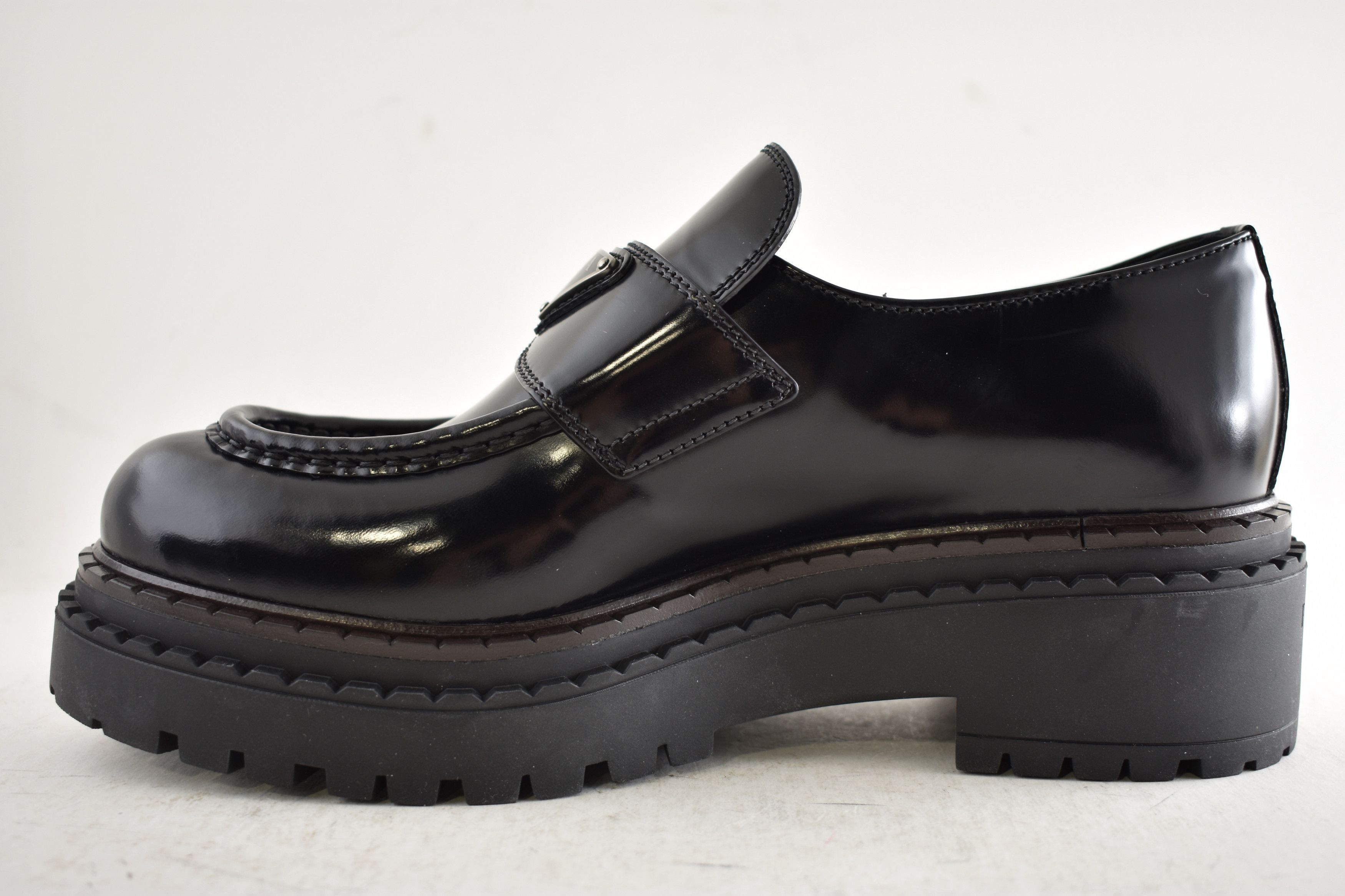 Prada Double Chocolate Leather Platform Loafer Creeper Flat 38.5 Size US 8.5 / IT 38.5 - 10 Thumbnail