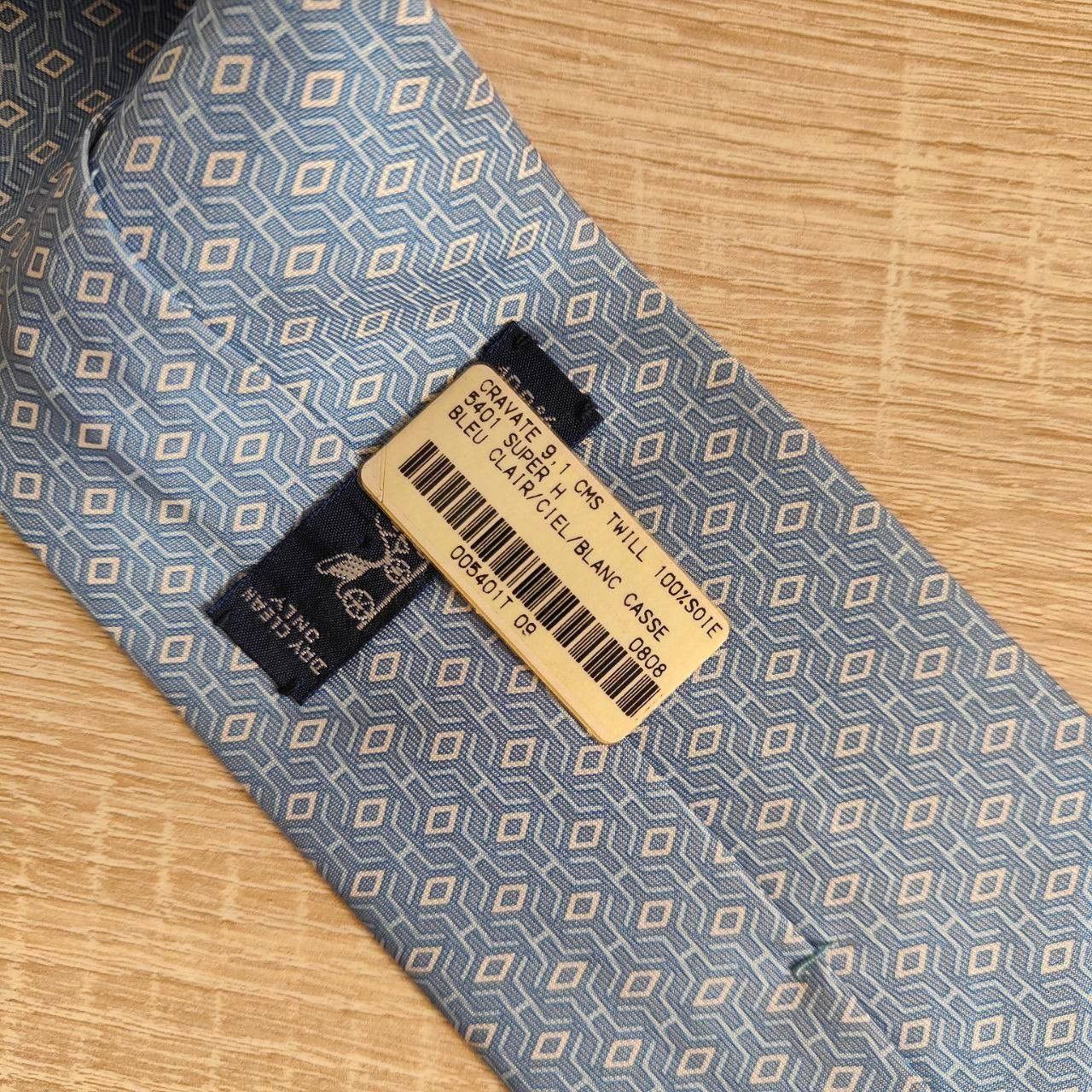 Hermes Hermes Paris Silk Tie 5401 OA Geometry Blue Size ONE SIZE - 7 Thumbnail