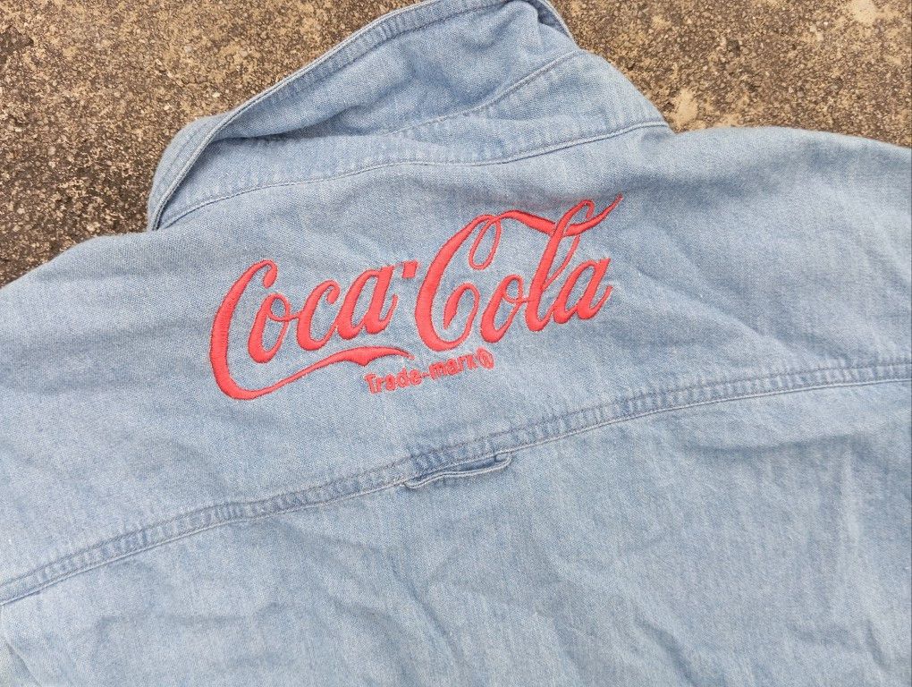 Vintage VTG Coca Cola shirt 🍻 Chambray Double Pocket Size US XL / EU 56 / 4 - 1 Thumbnail