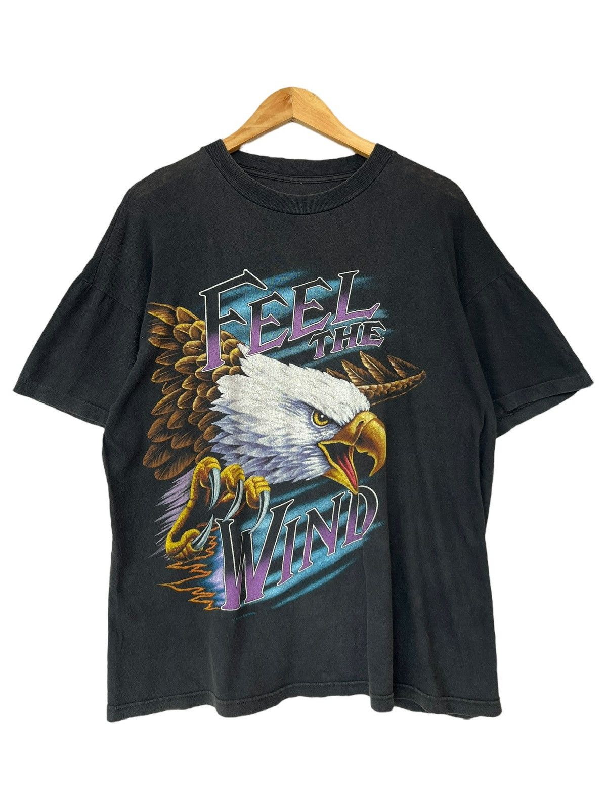Vintage Vintage 90s Feel The Wind Tees Eagle Travis Schot Faded Tees Size US L / EU 52-54 / 3 - 1 Thumbnail