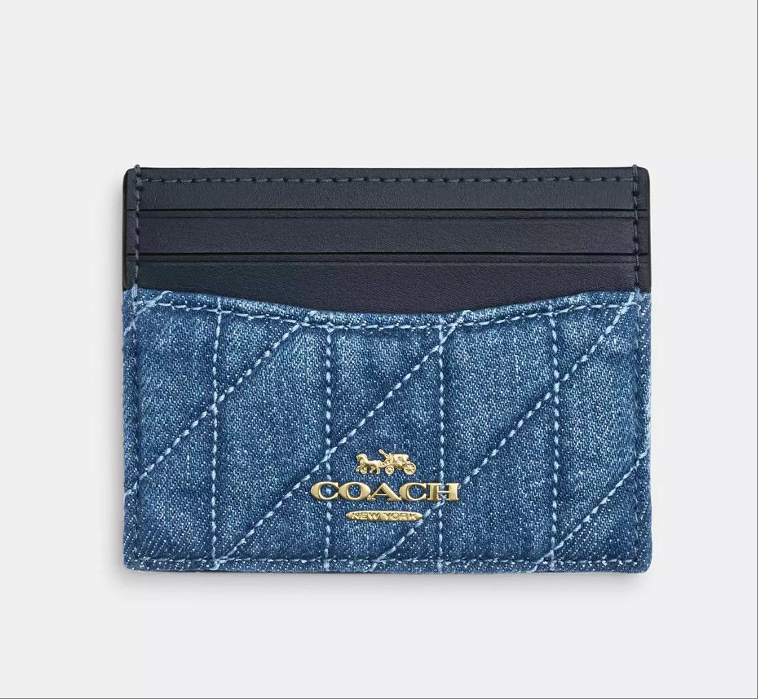 Coach Slim Id Card Case In Regenerative Cotton With Quilting CAT70 Size ONE SIZE - 1 Thumbnail